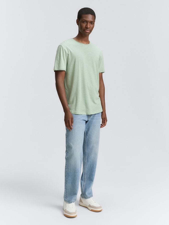 T-Shirt in Melange Optik von Denim Male, Fresh Mint Green