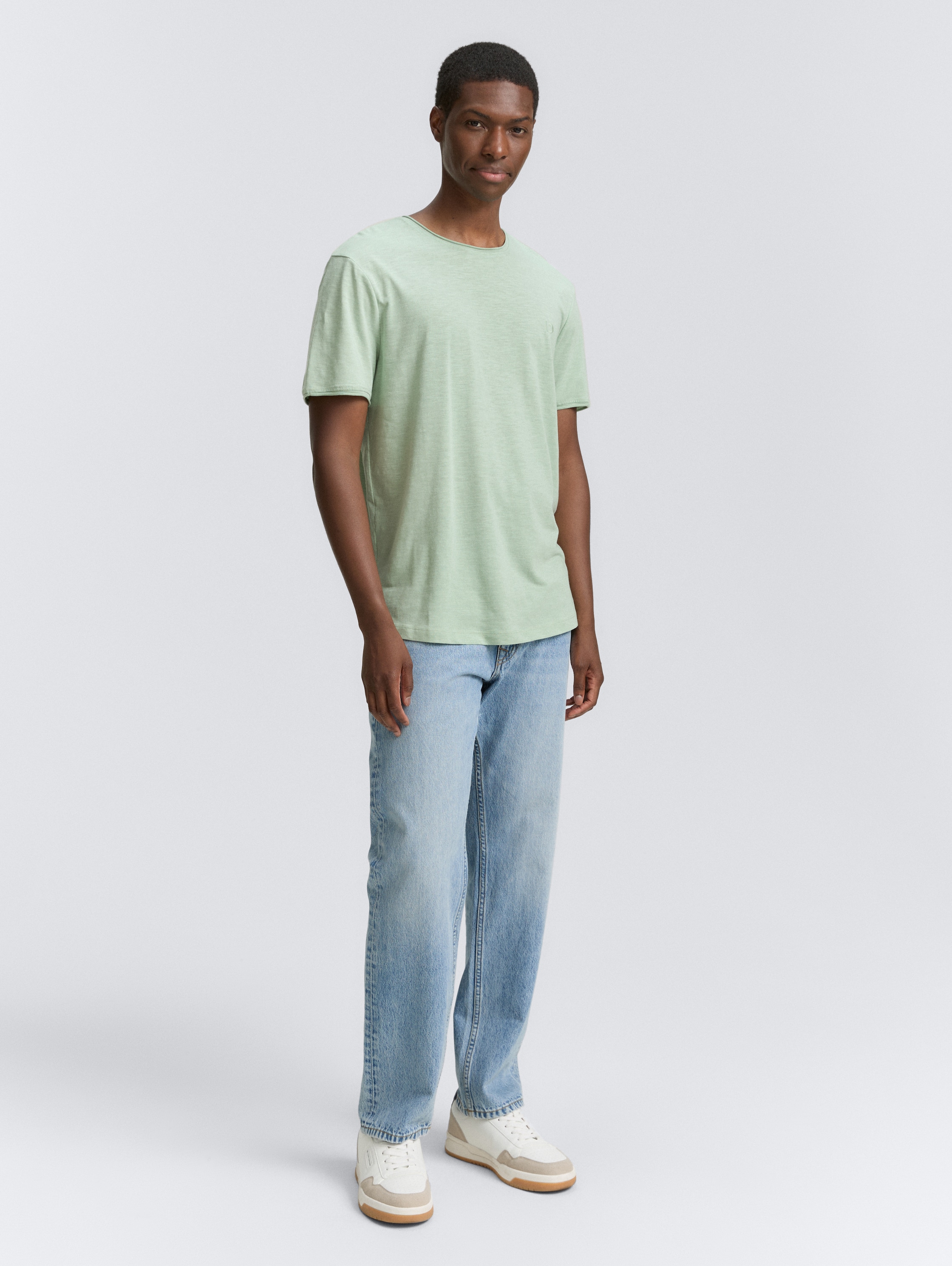 T-Shirt in Melange Optik - fresh_mint_green -