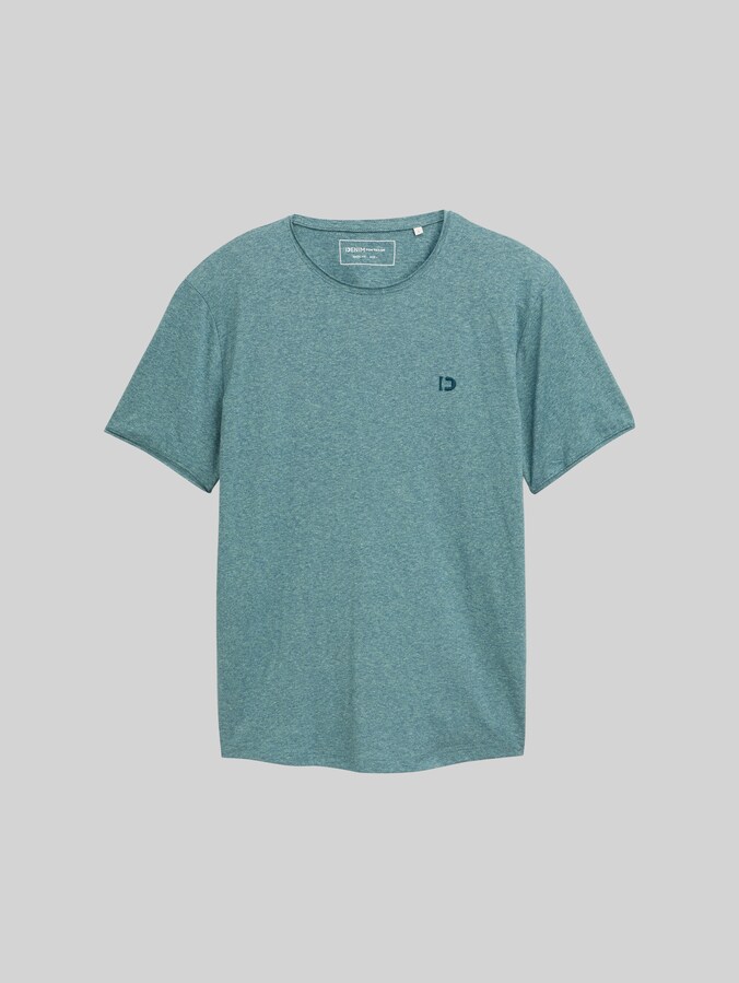 T-shirt aspect chiné par Denim Male, deep pond green mix melange