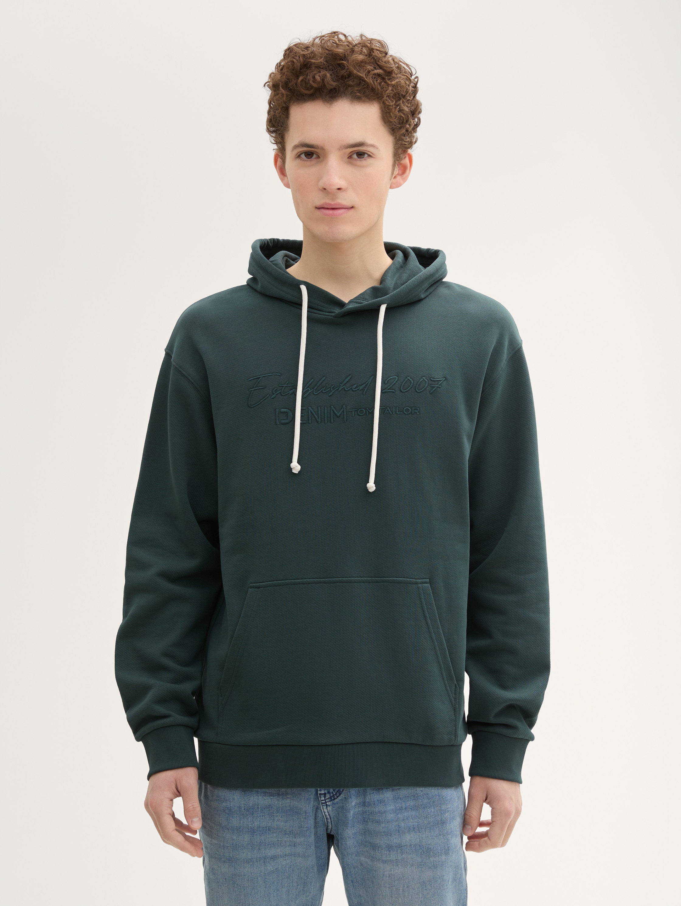 Hoodie Sweatshirt mit tonaler Logo-Stickerei - dark_gable_green -