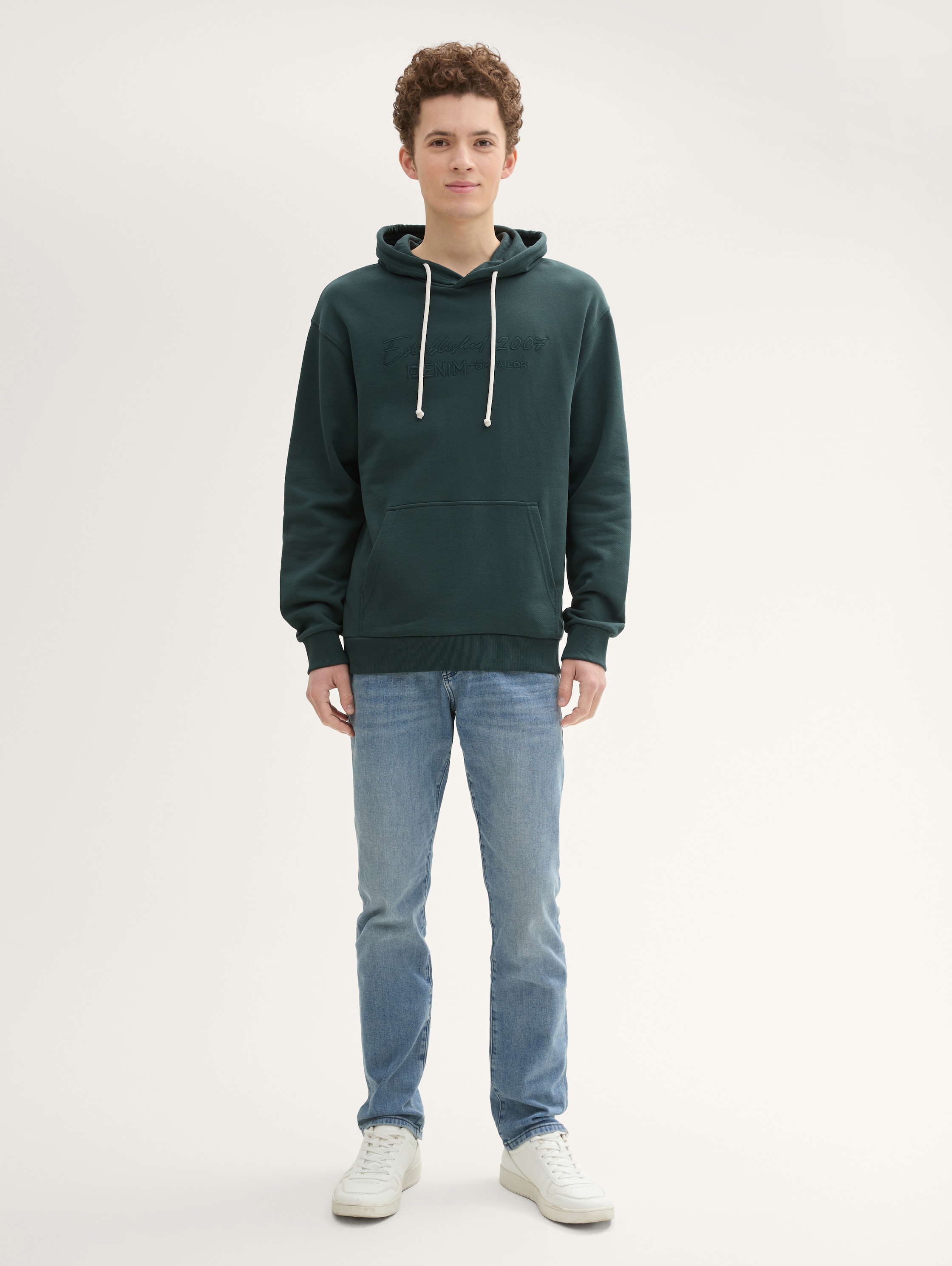 Hoodie Sweatshirt mit tonaler Logo-Stickerei - dark_gable_green -
