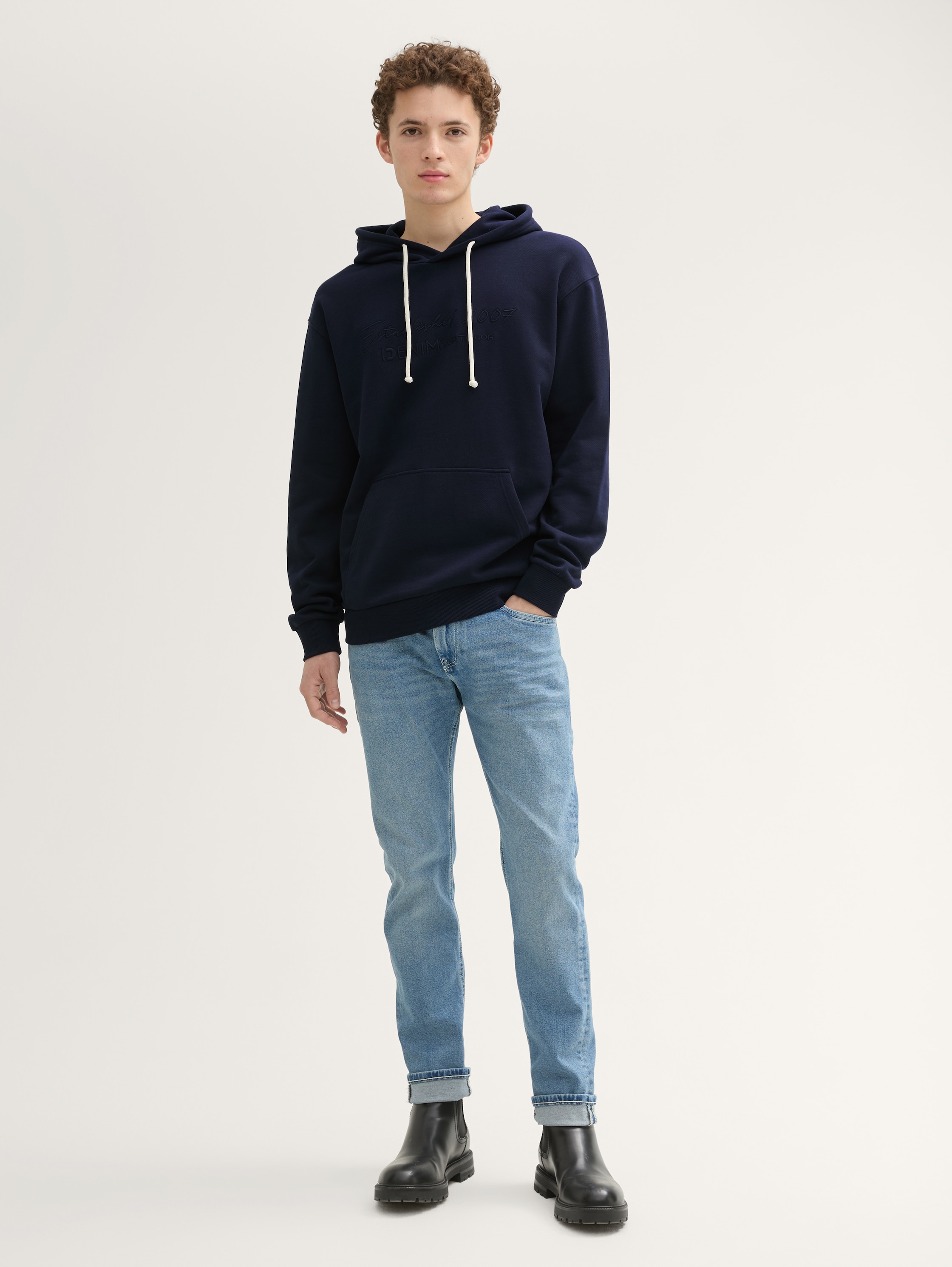 Hoodie Sweatshirt mit tonaler Logo-Stickerei - sky_captain_blue_1 - 