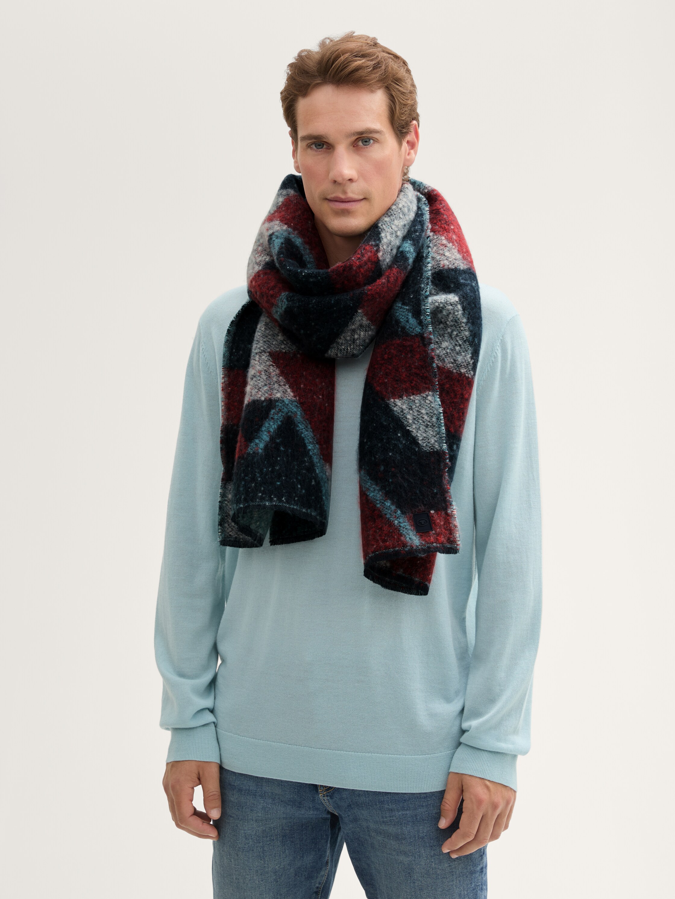 Soft-Touch Strickschal mit Muster - navy_base_big_element_design - 