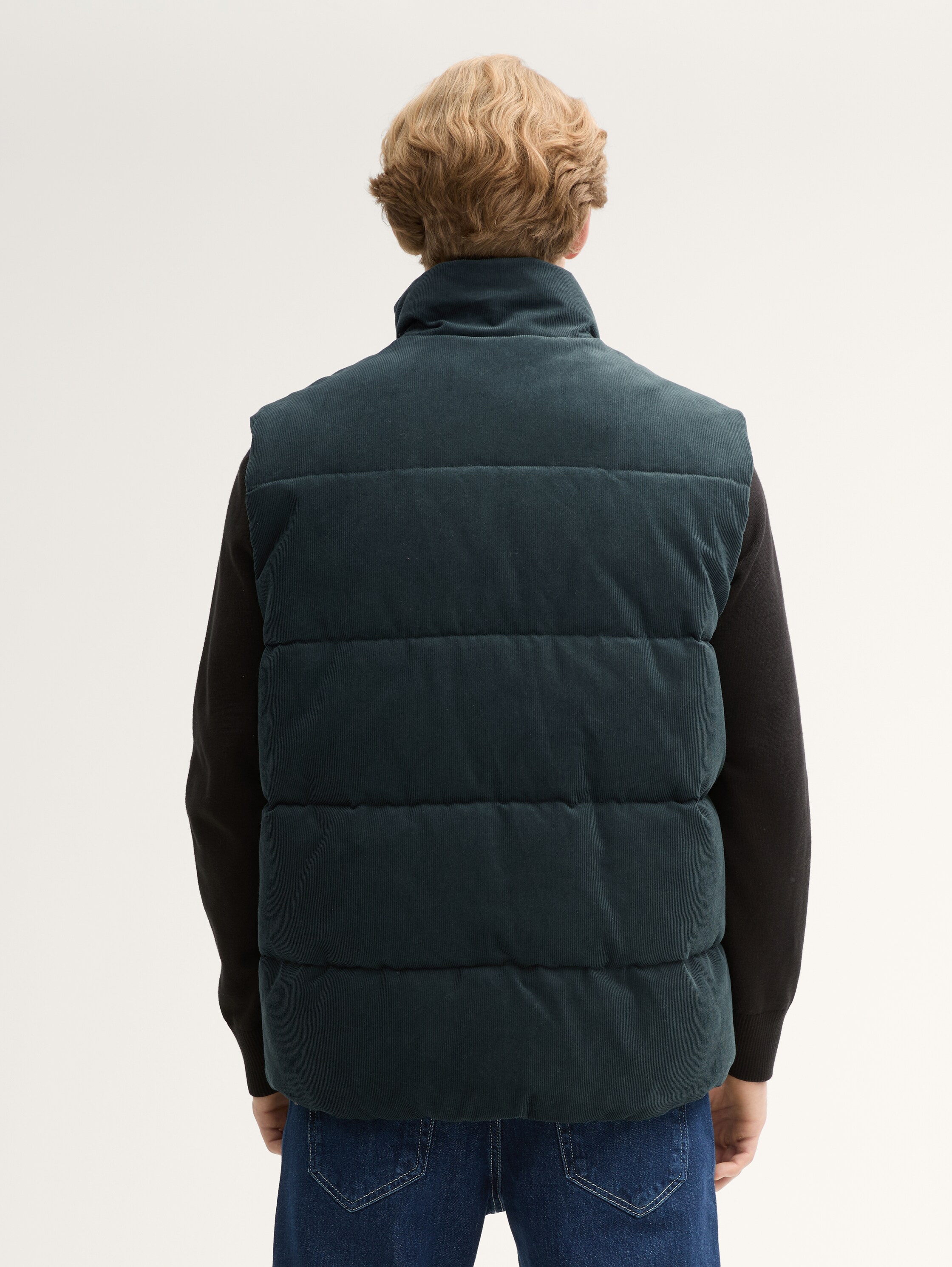 Relaxed-fit corduroy puffer vest - dark_gable_green - 