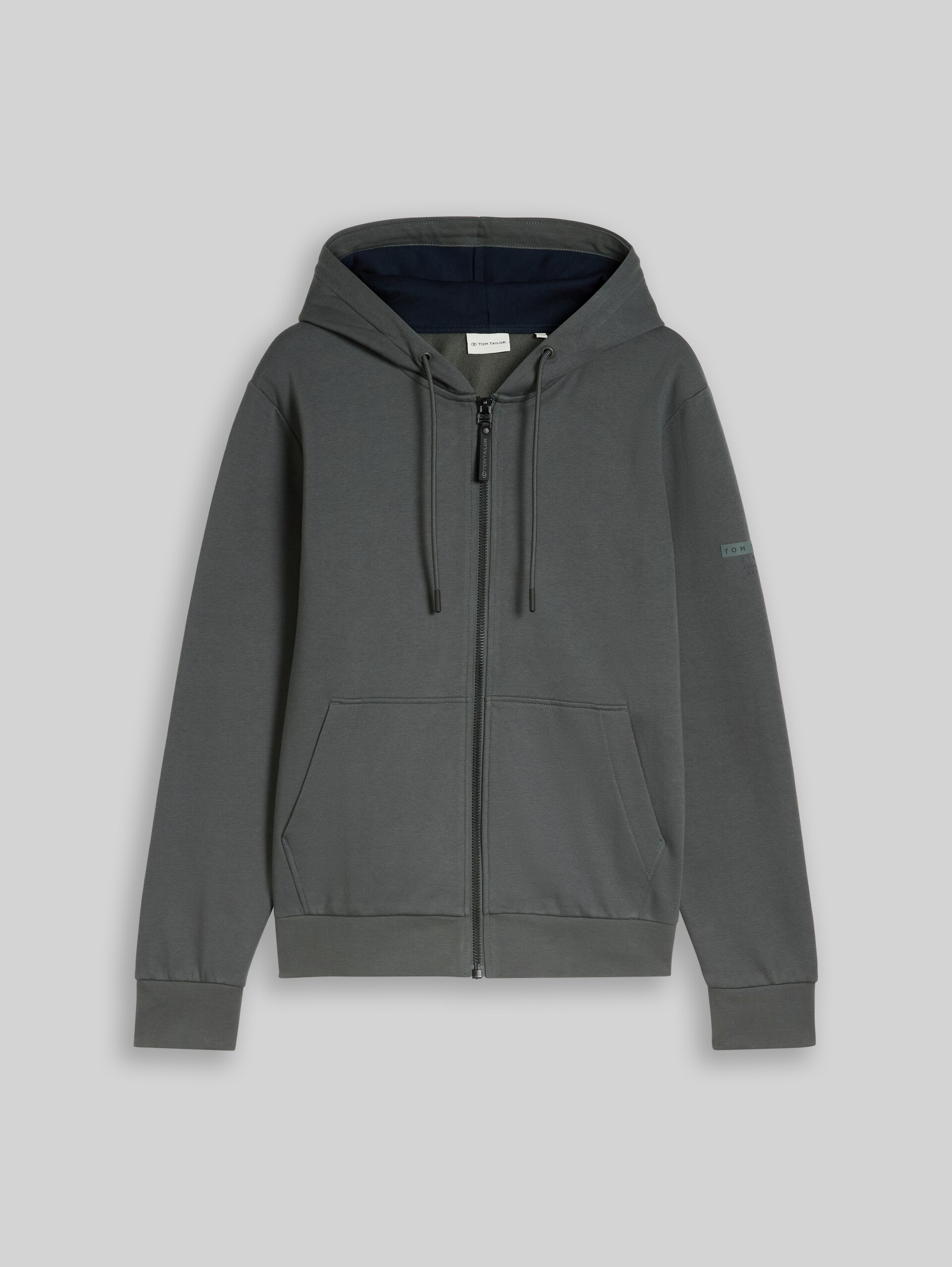 Basic hoodie-sweatjack - Darkest Olive - Product vooraanzicht