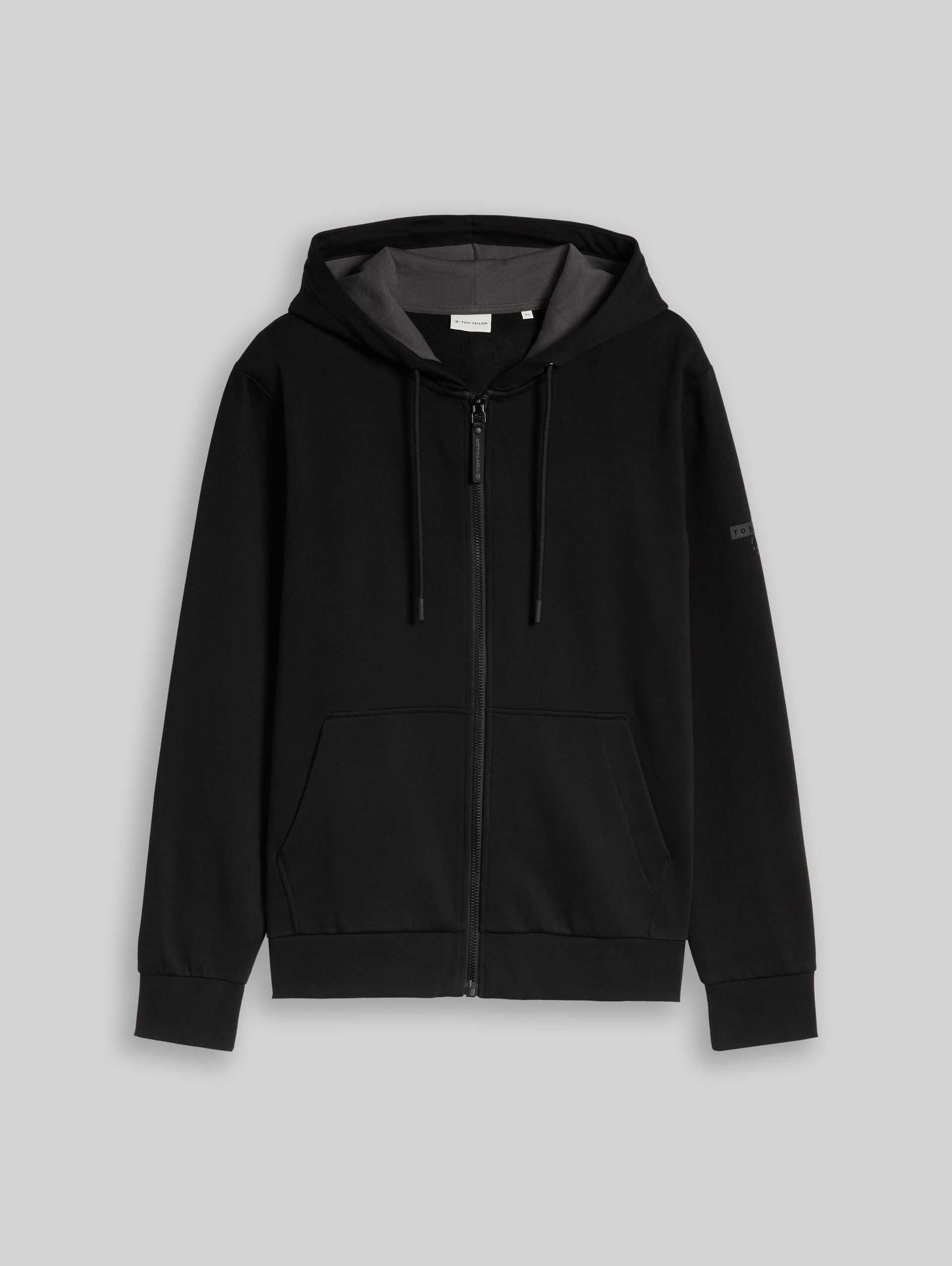 Basic hoodie-sweatjack - Black - Product vooraanzicht