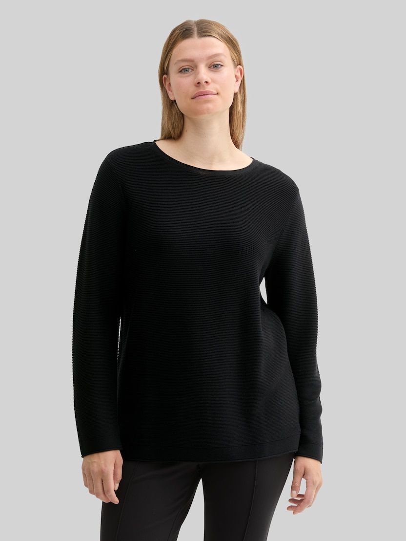 Plus Size - Knitted jumper made from organic cotton by Women Plus Size, deep black