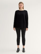 Plus Size - Strickpullover aus Bio-Baumwolle - deep black - Model-Vorderansicht