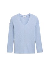 Ausgewählt, Plus Size - Strickpullover mit V-Ausschnitt von Tom Tailor, blau