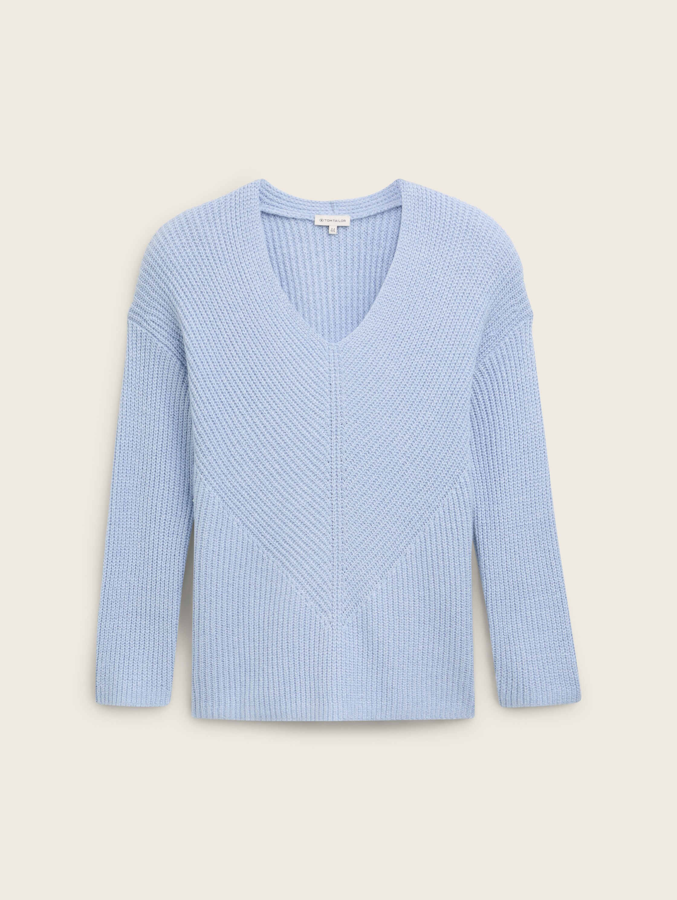 Plus Size - Strickpullover mit V-Ausschnitt - kentucky_blue_melange_1 - 