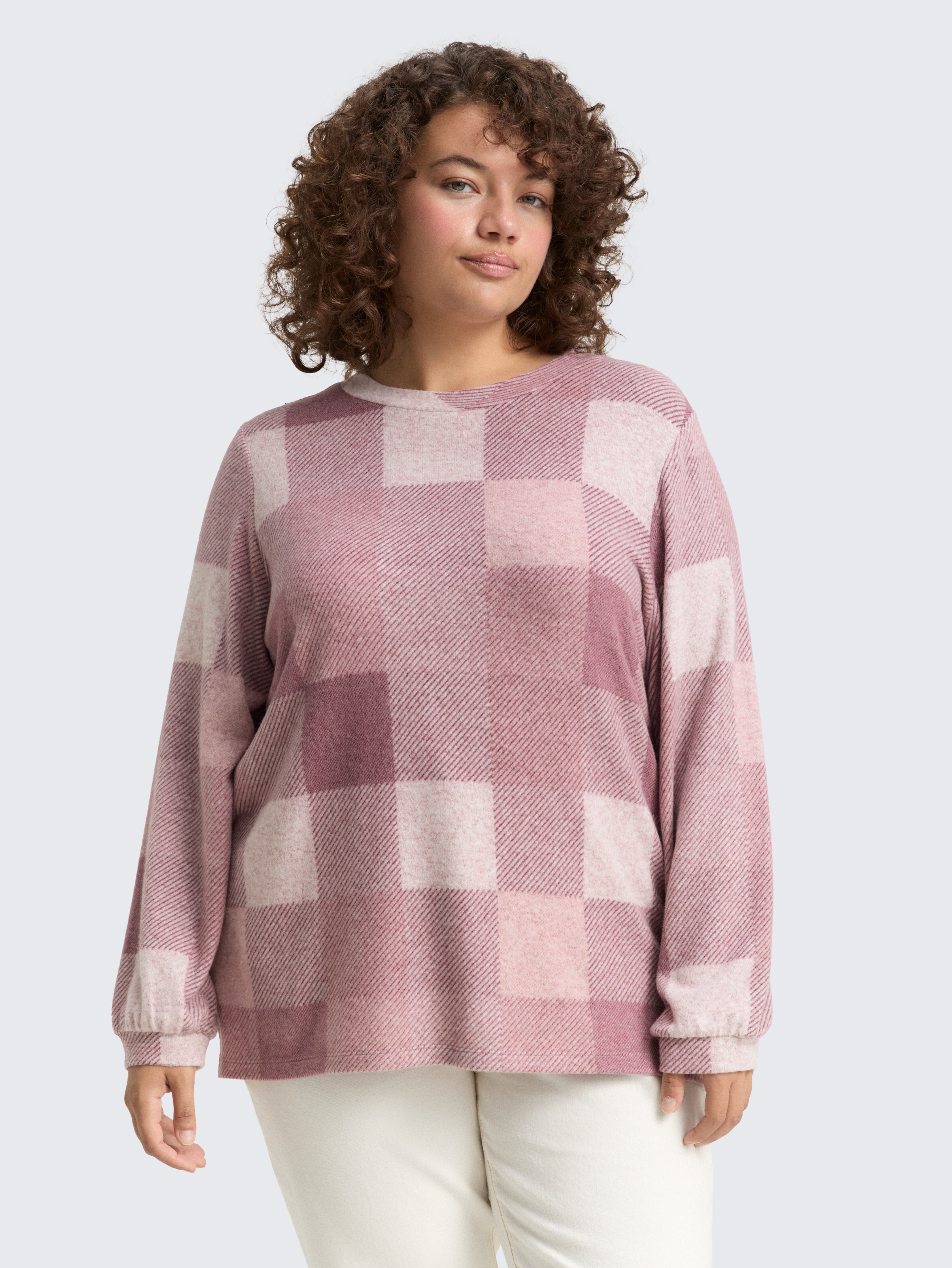 Plus Size - Langarmshirt mit Muster von Women Plus Size, berry cosy check