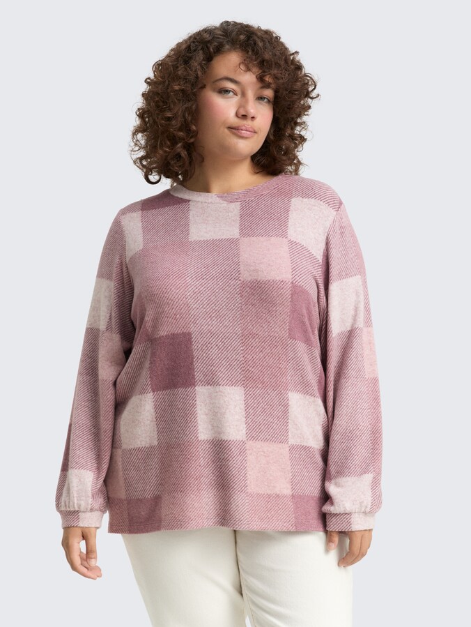 Plus Size - Shirt met lange mouwen met patroon door Women Plus Size, berry cosy check