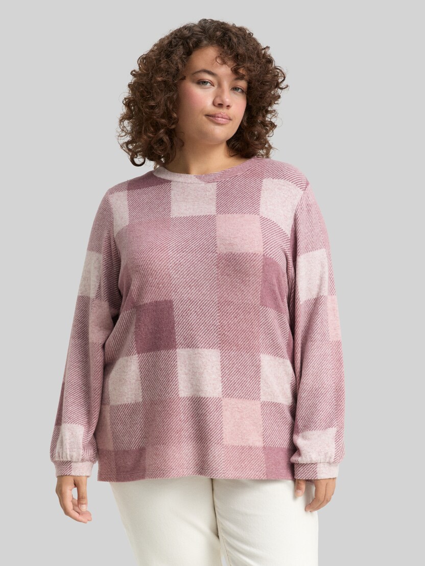 Plus Size - Shirt met lange mouwen met patroon door Women Plus Size, berry cosy check
