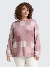 Plus Size - Shirt met lange mouwen en patroon - berry cosy check - Nek model vooraanzicht