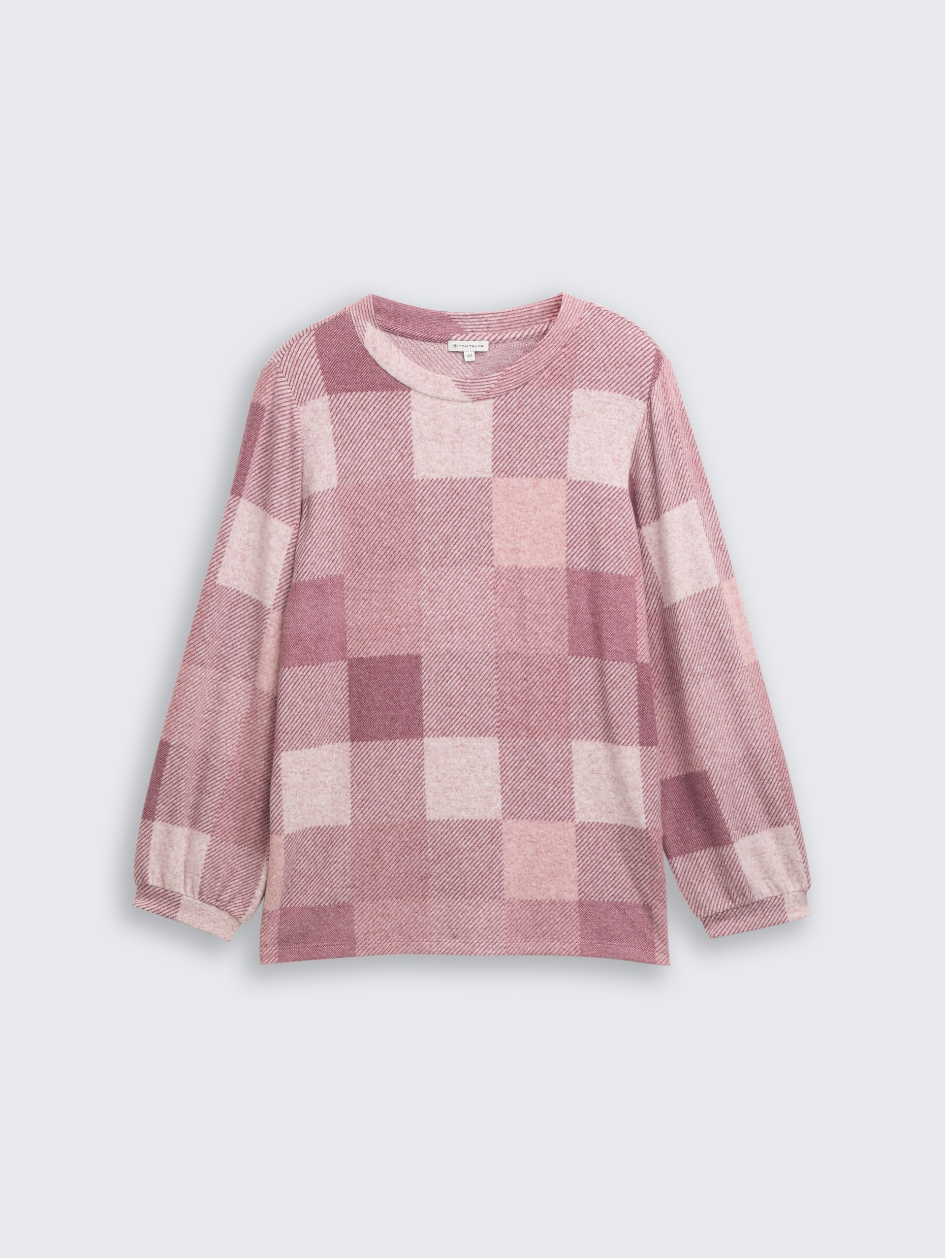 Plus Size - Langarmshirt mit Muster - berry cosy check - Vorder-Produkt-Ansicht