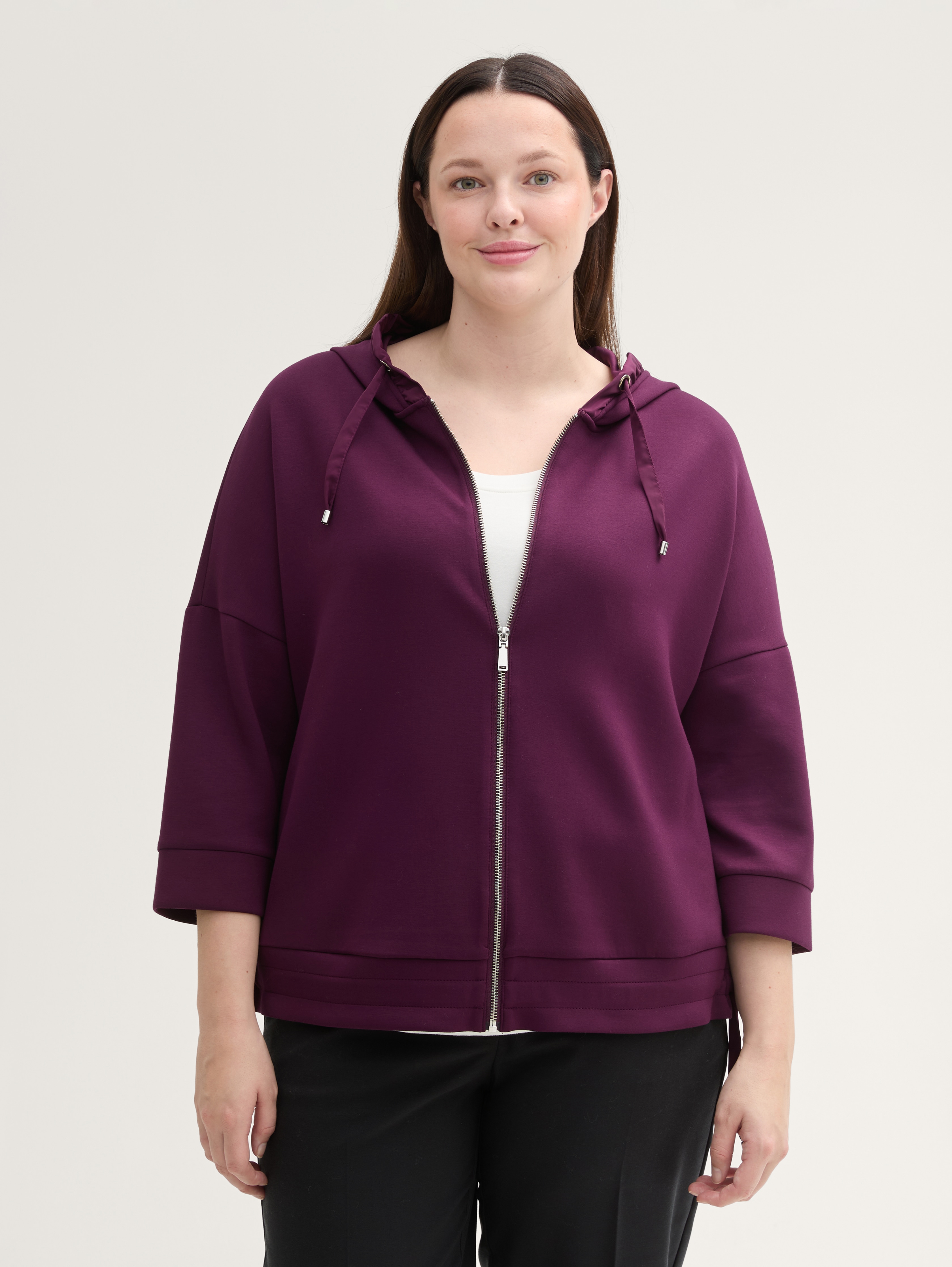 Plus - 7/8-sleeved sweat jacket by Tom Tailor