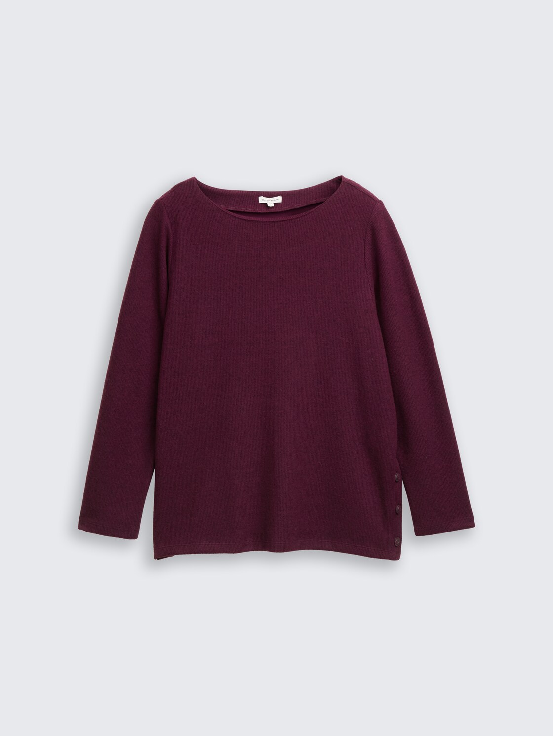 Plus Size - Soft-Touch Sweatshirt mit Knopfdetails - Dark Red Mélange - Vorder-Produkt-Ansicht