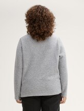 Plus Size - Soft-Touch Sweatshirt mit Knopfdetails - medium silver grey melange - Auschnitt Model-Rückansicht