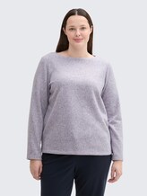 Plus Size - Soft-Touch Sweatshirt mit Knopfdetails - soft lavender melange - Ausschnitt Model-Vorderansicht