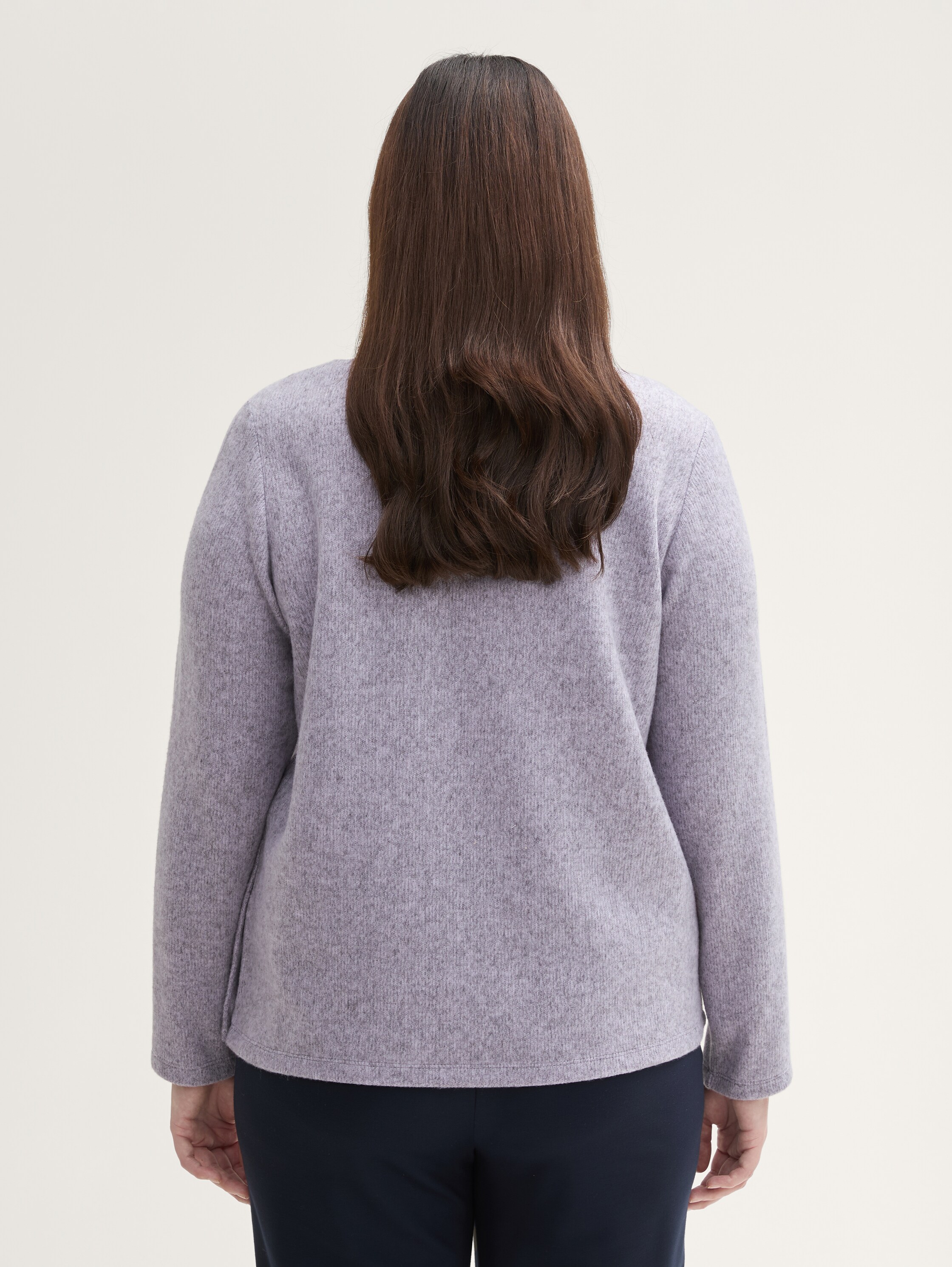 Plus Size - Soft-Touch Sweatshirt mit Knopfdetails - soft_lavender_melange - 