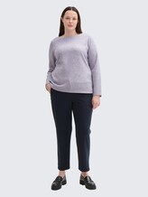 Plus Size - Soft-Touch Sweatshirt mit Knopfdetails - soft lavender melange - Model-Vorderansicht