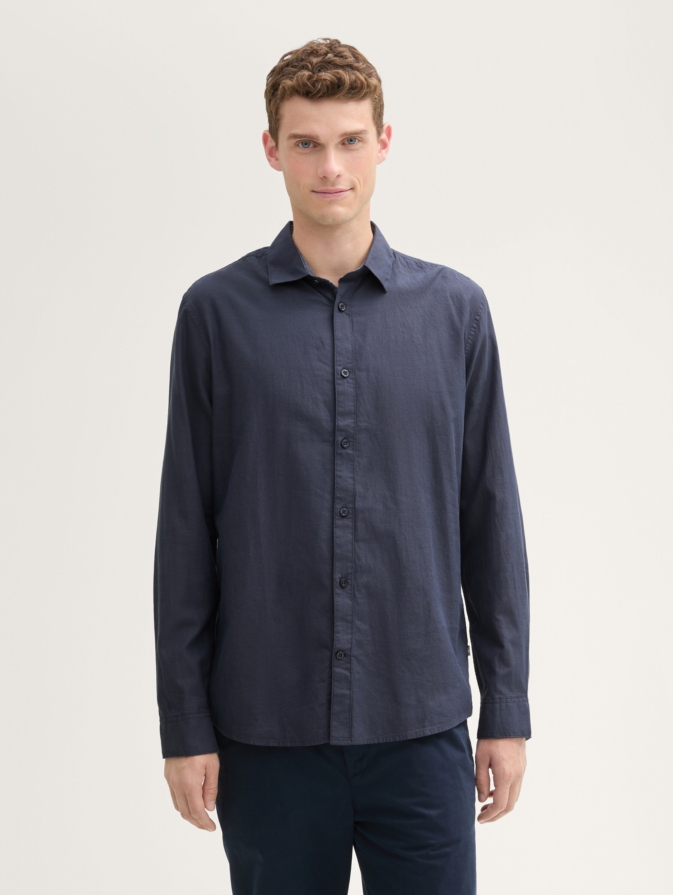 Fitted Hemd aus Baumwolle - blue_structure - 