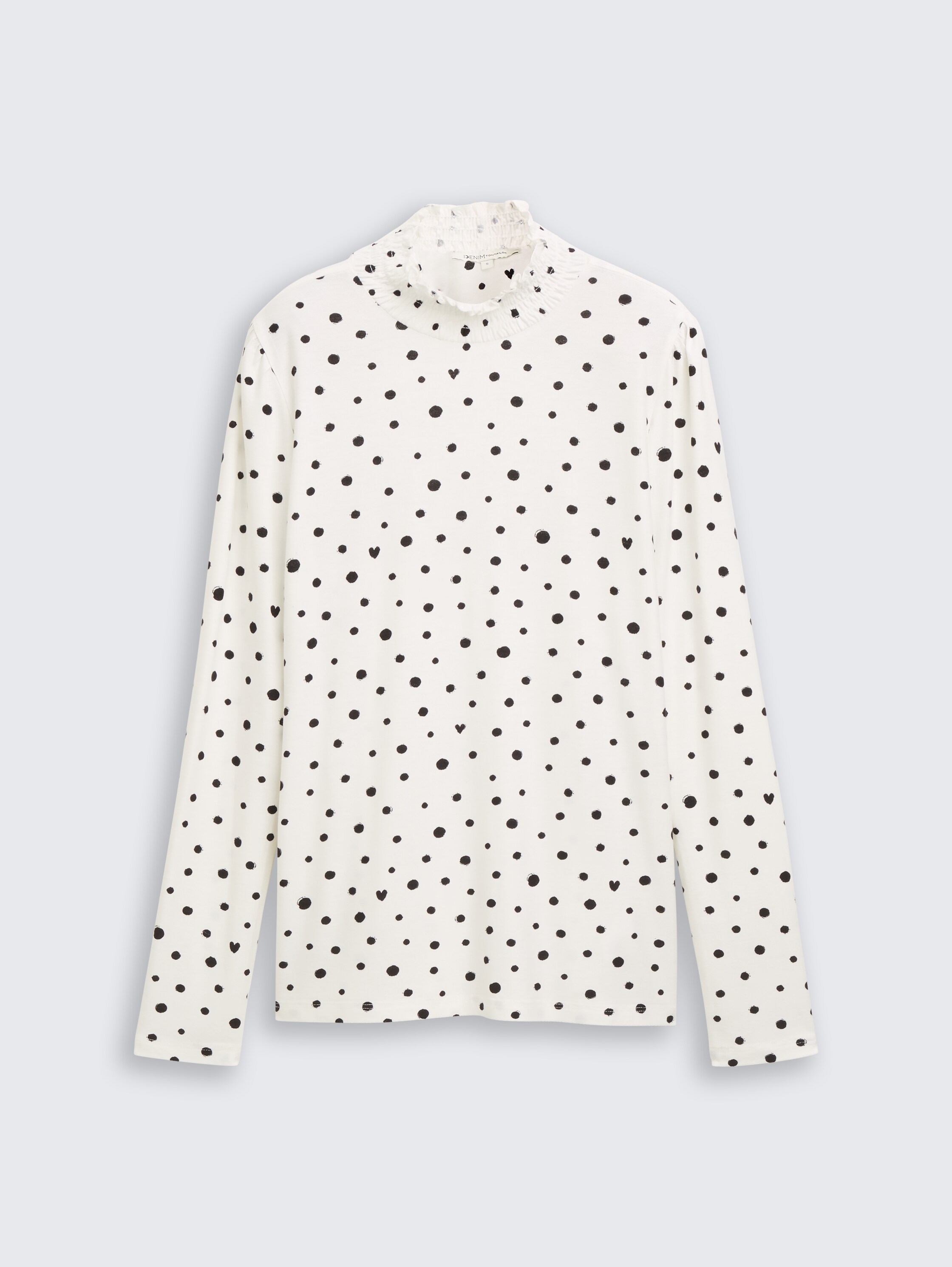 Long-sleeved shirt with pattern - small_offwhite_black_dot_print - 