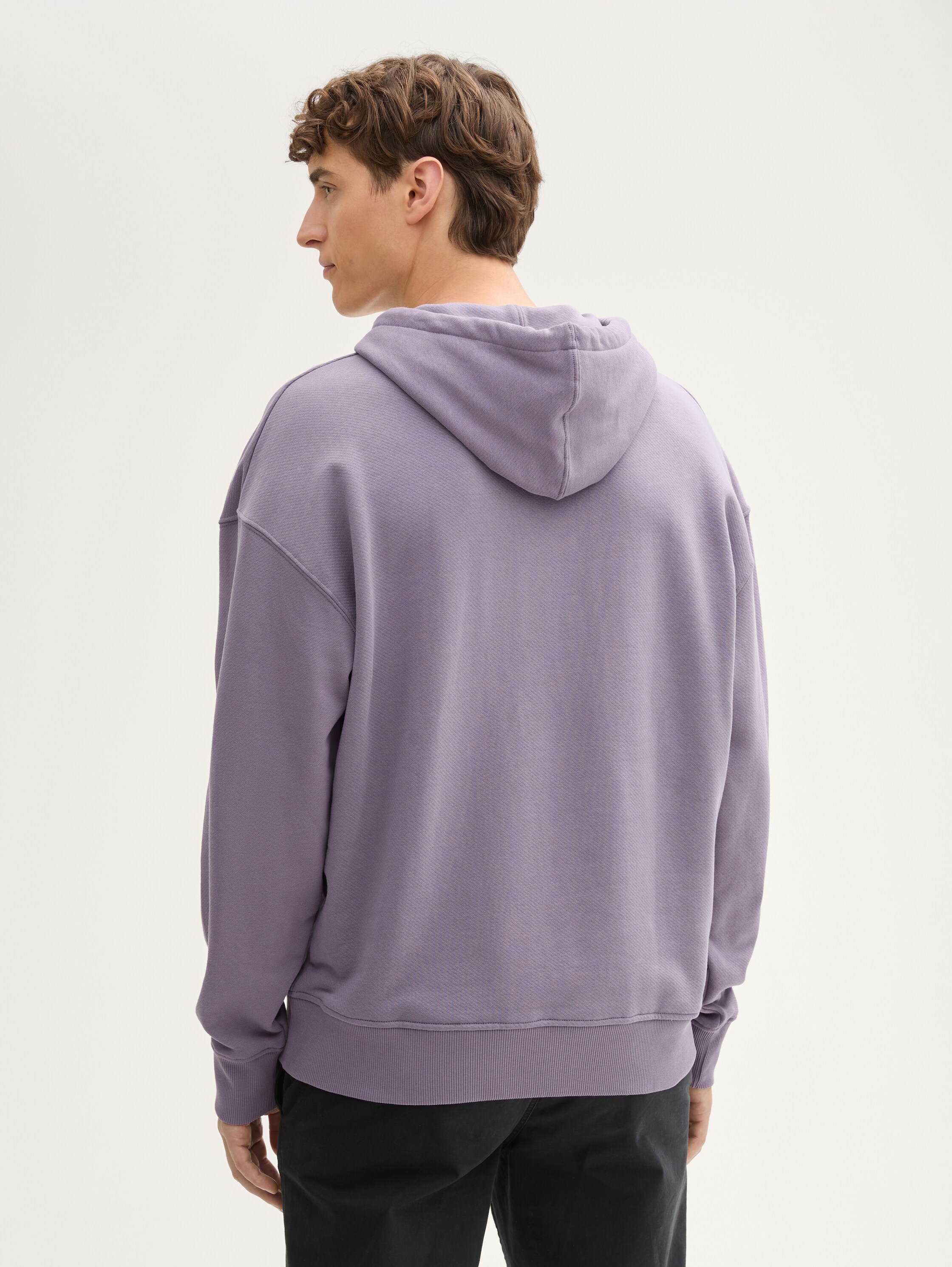 Relaxed Hoodie Sweatshirt mit Logo-Stickerei - foggy_purple - 