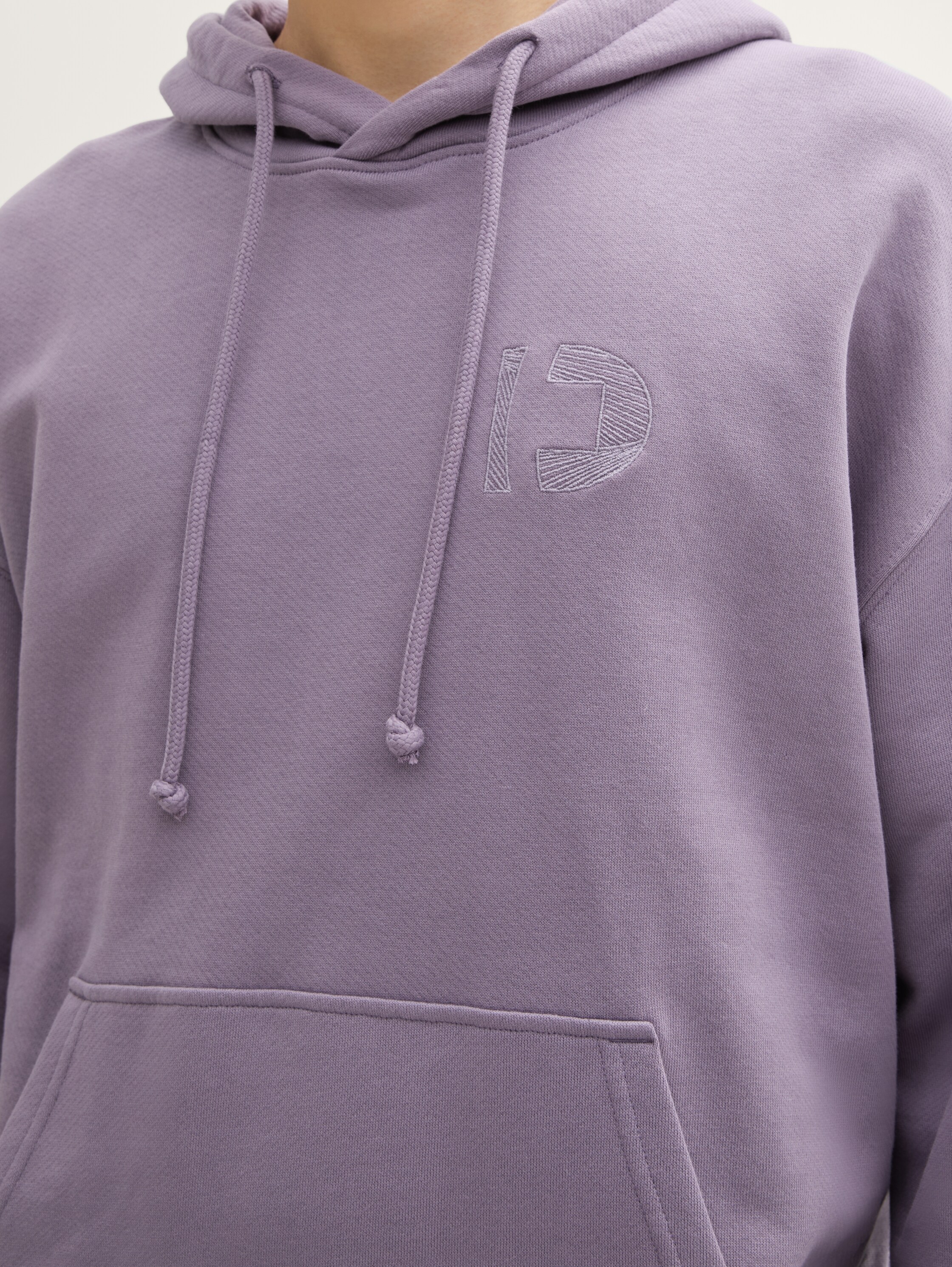 Relaxed Hoodie Sweatshirt mit Logo-Stickerei - foggy_purple - 
