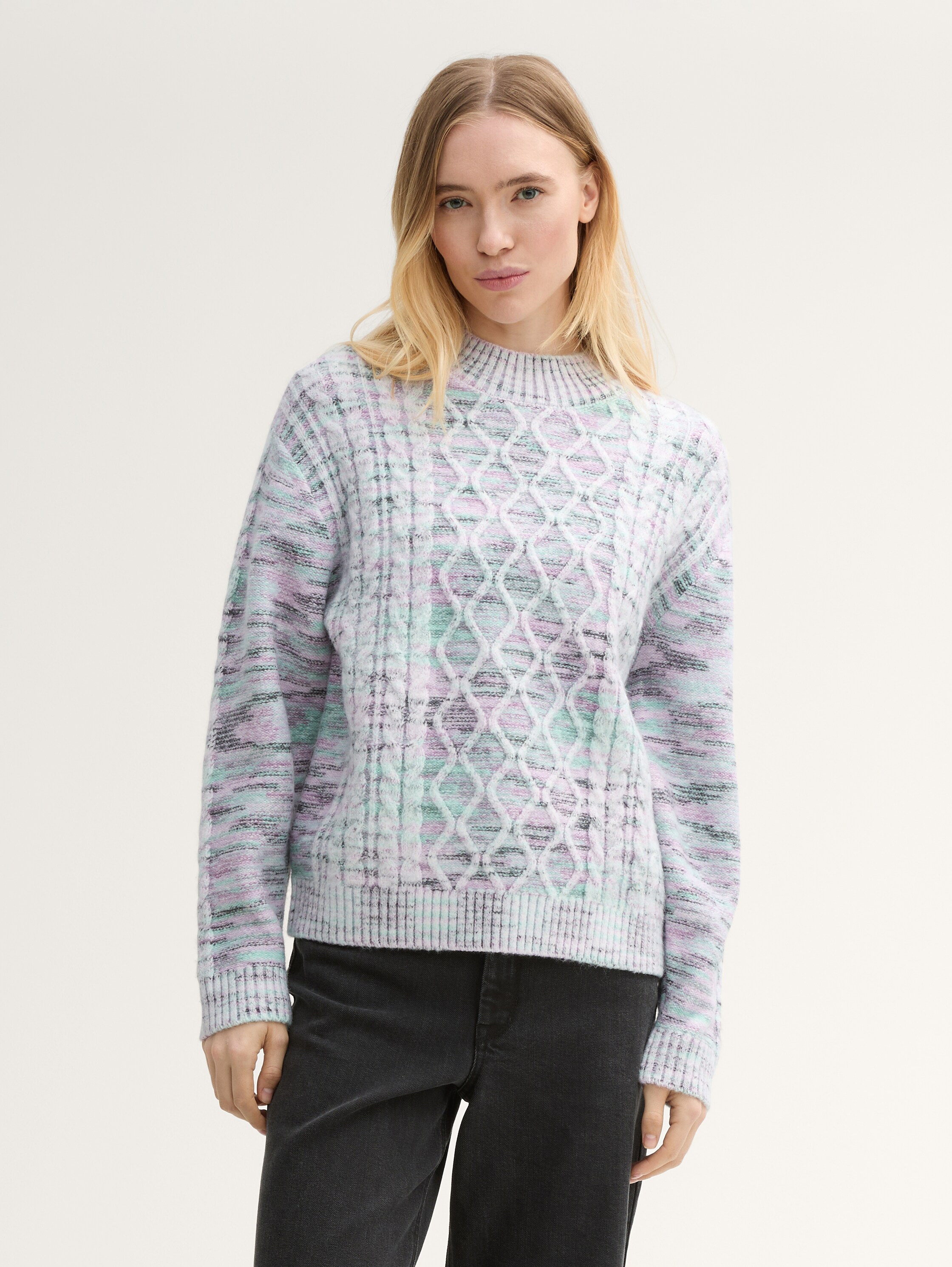 Pullover mit Zopfstrickmuster - space_dye_cable_mix - 