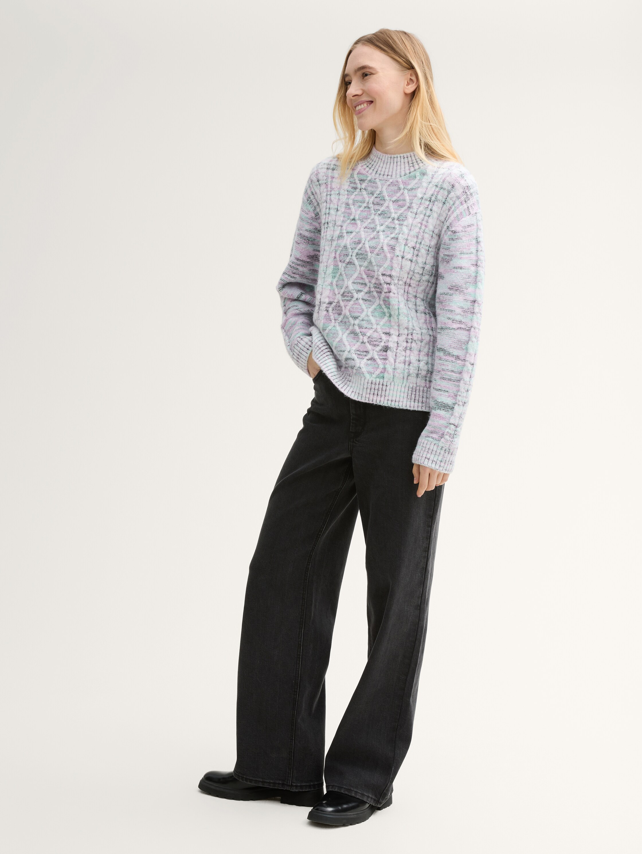 Pullover mit Zopfstrickmuster - space_dye_cable_mix - 