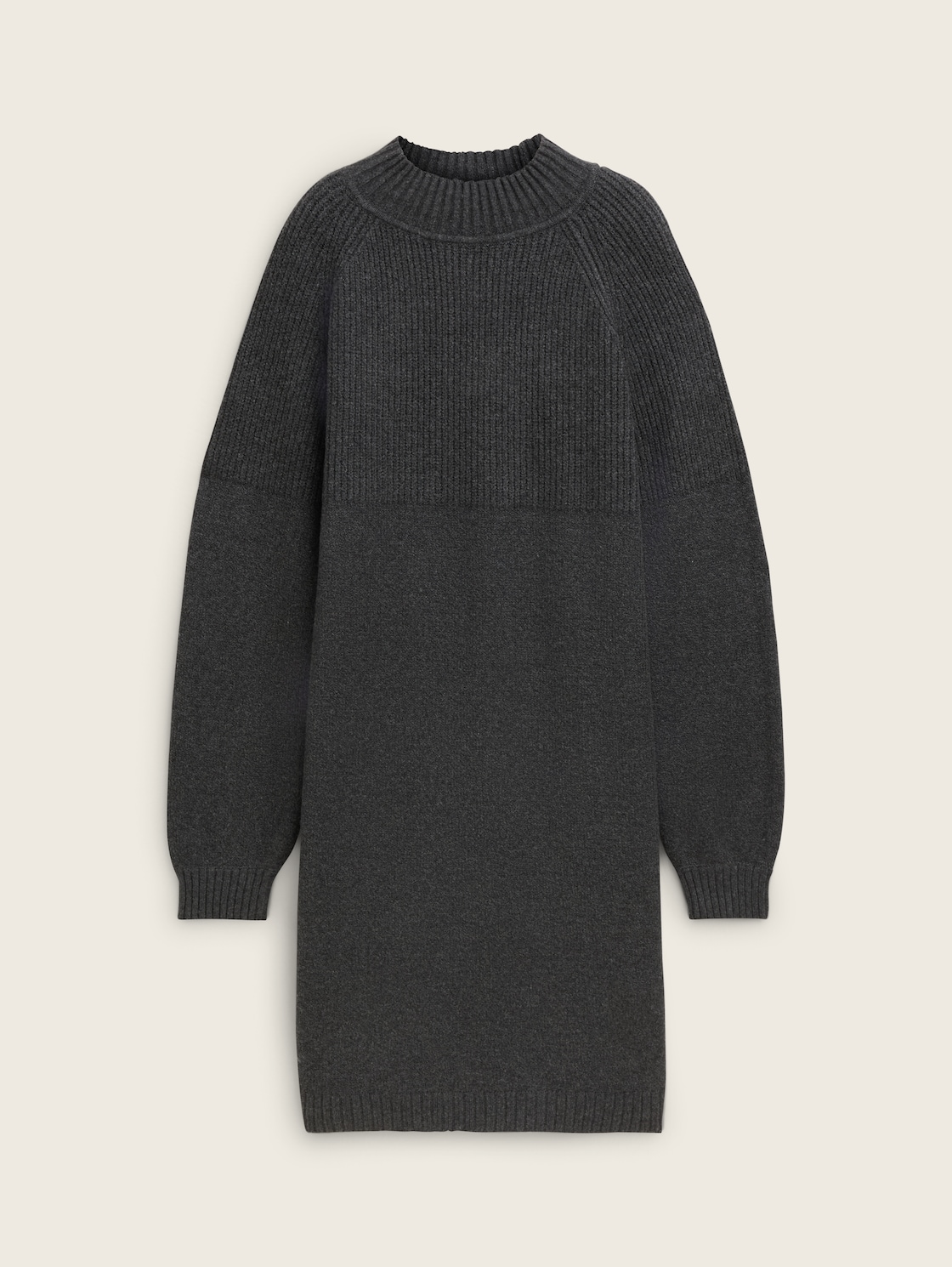 Gebreide jurk met opstaande kraag - Shale Grey Melange - Product vooraanzicht