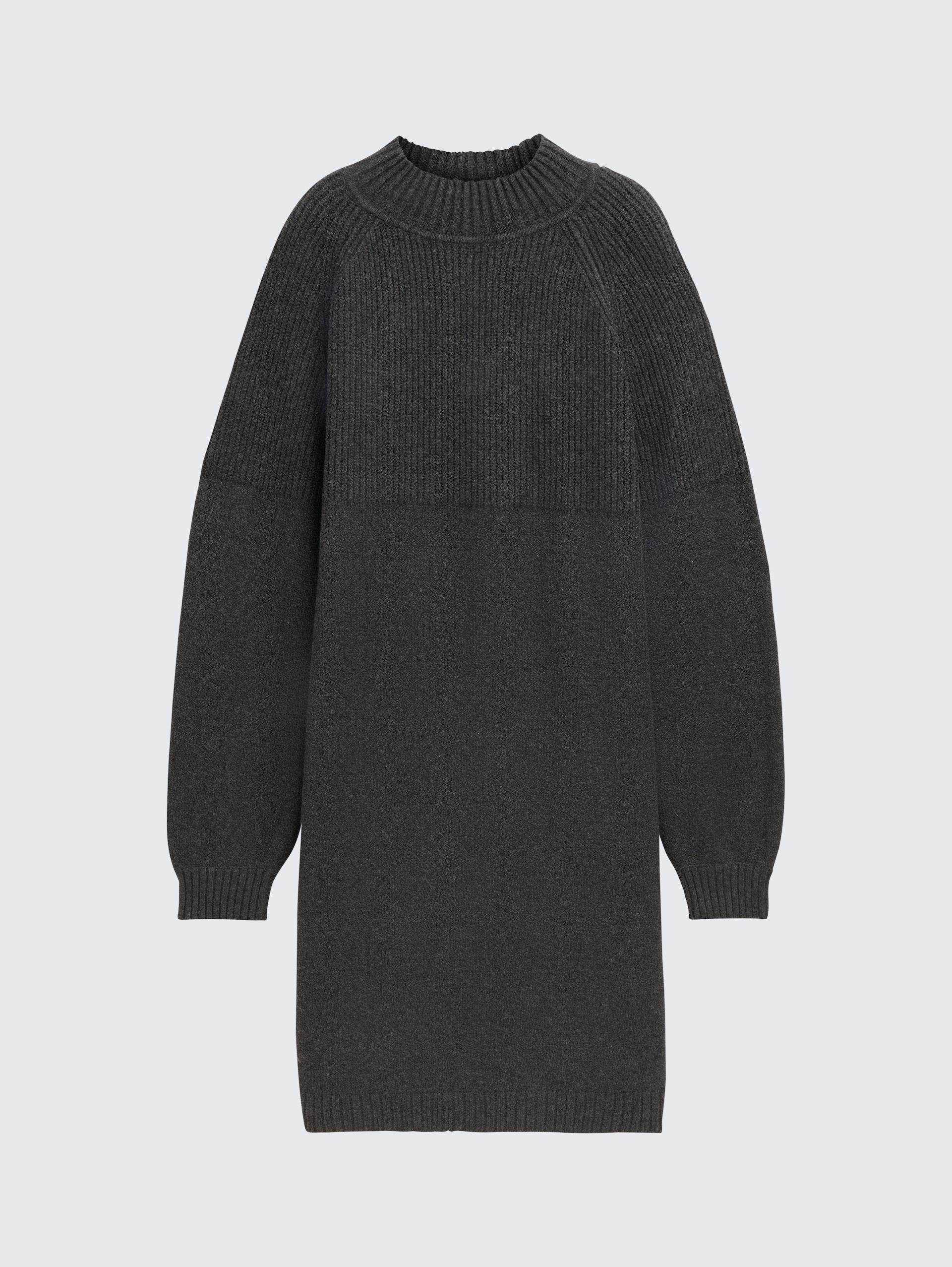 Strickkleid mit Stehkragen - Shale Grey Melange - Vorder-Produkt-Ansicht