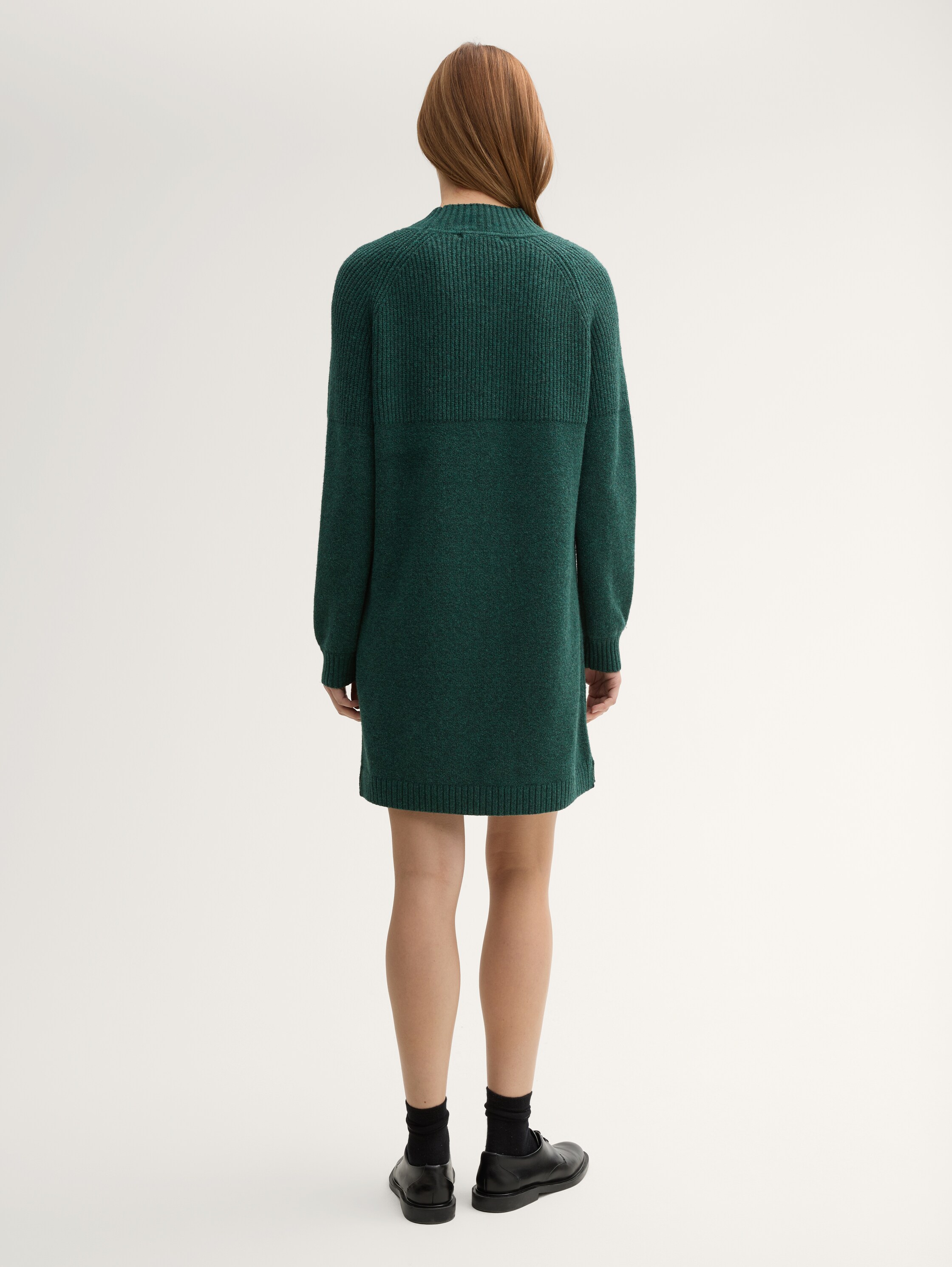 Strickkleid mit Stehkragen - midnight_forest_green_mlange - 