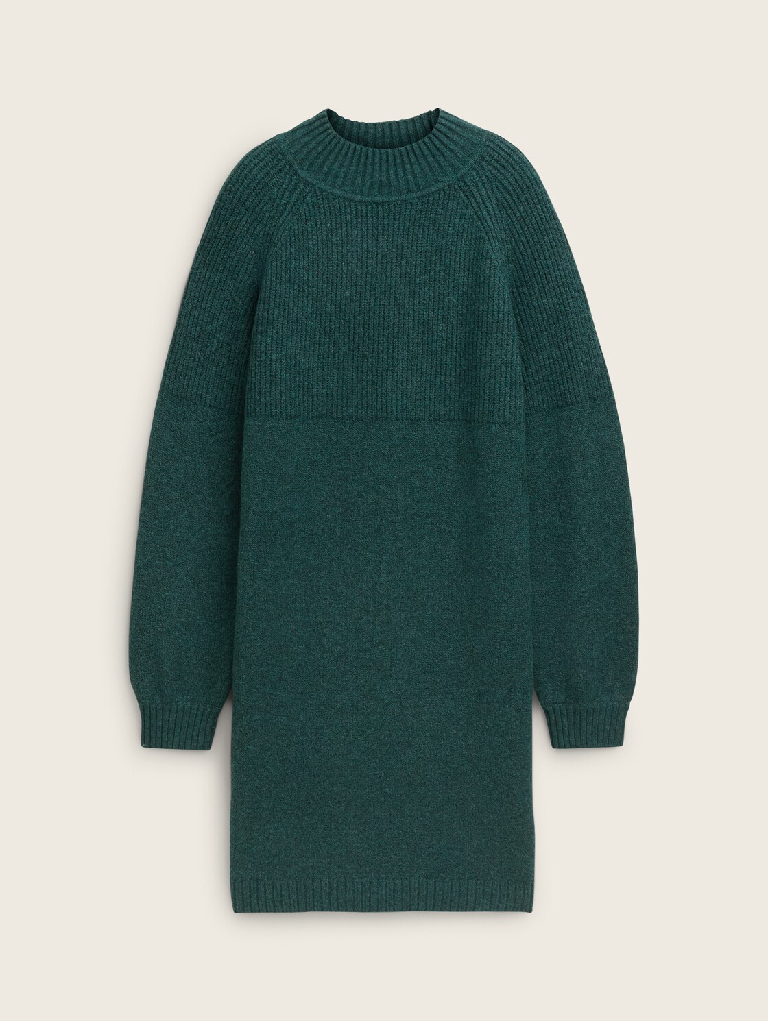 Strickkleid mit Stehkragen - Midnight Forest Green Mélange - Vorder-Produkt-Ansicht