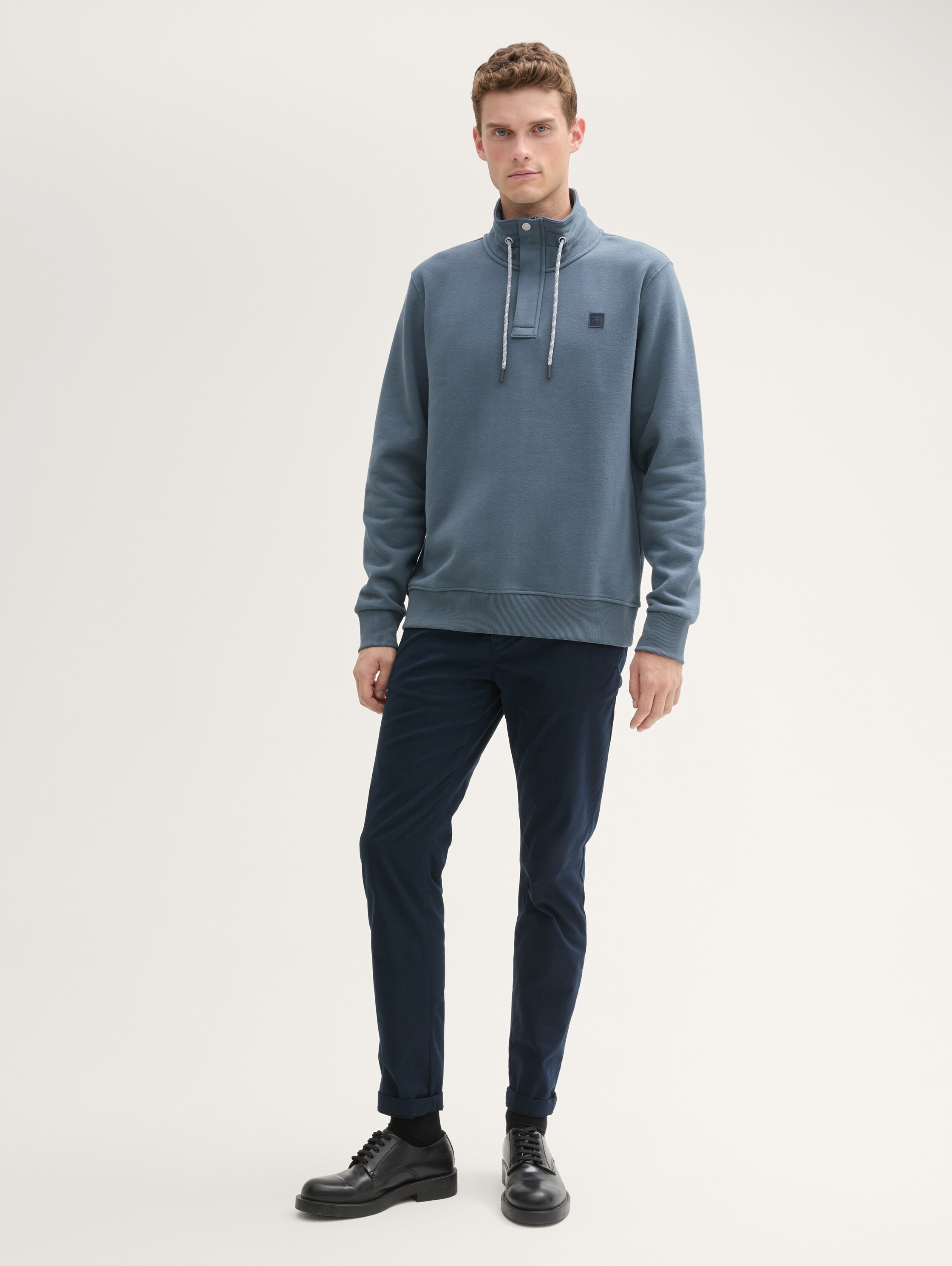 Troyer Sweatshirt mit Logo Badge - stormy_blue - 