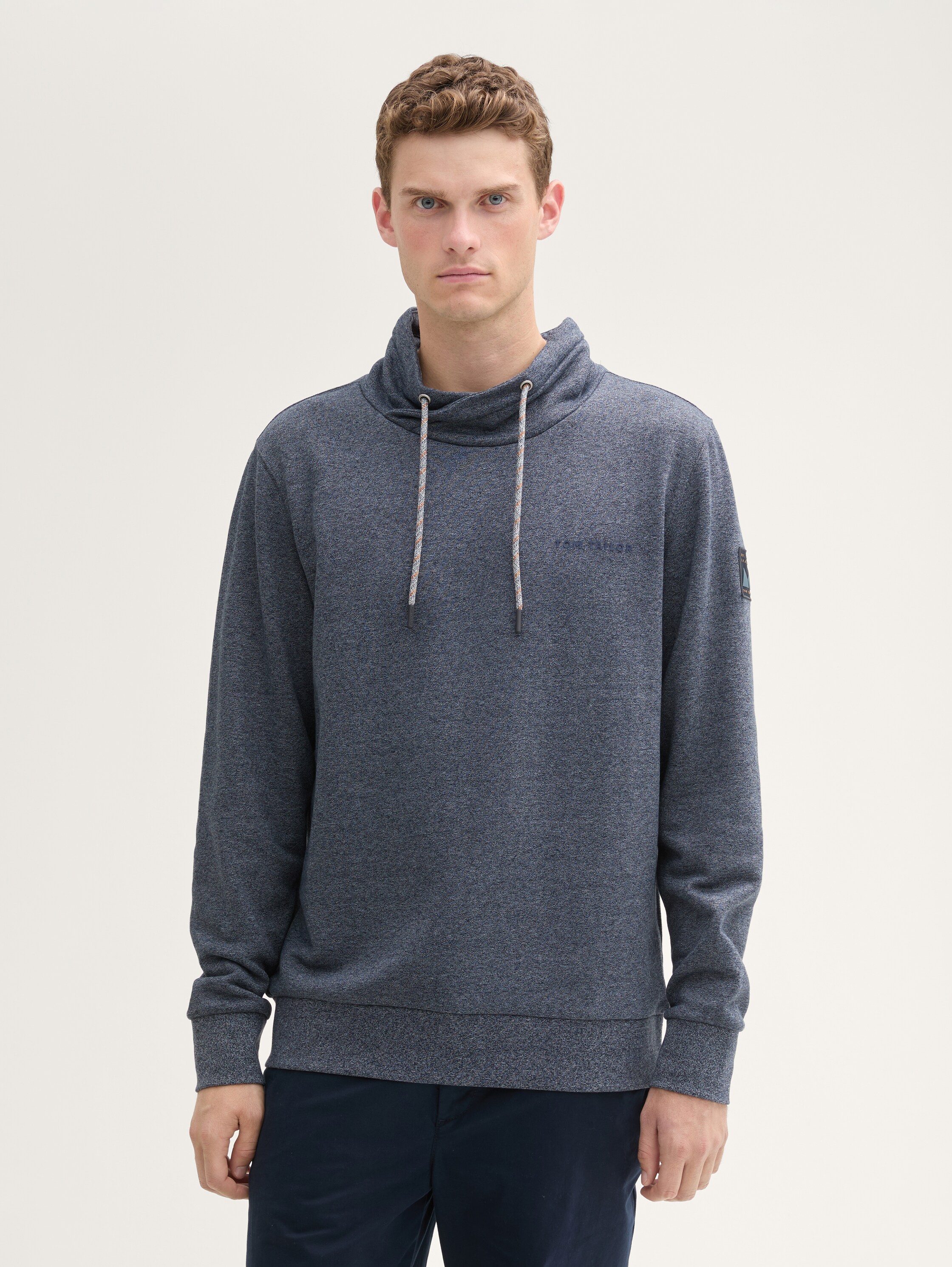 Sweatshirt mit Logo-Details - navy_grindle_structure - 