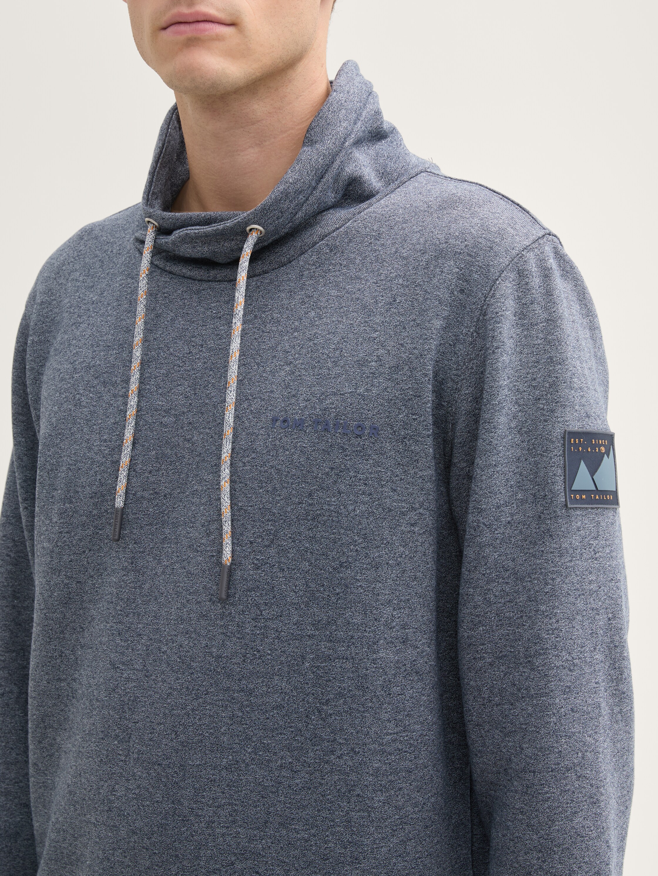 Sweatshirt mit Logo-Details - navy_grindle_structure - 