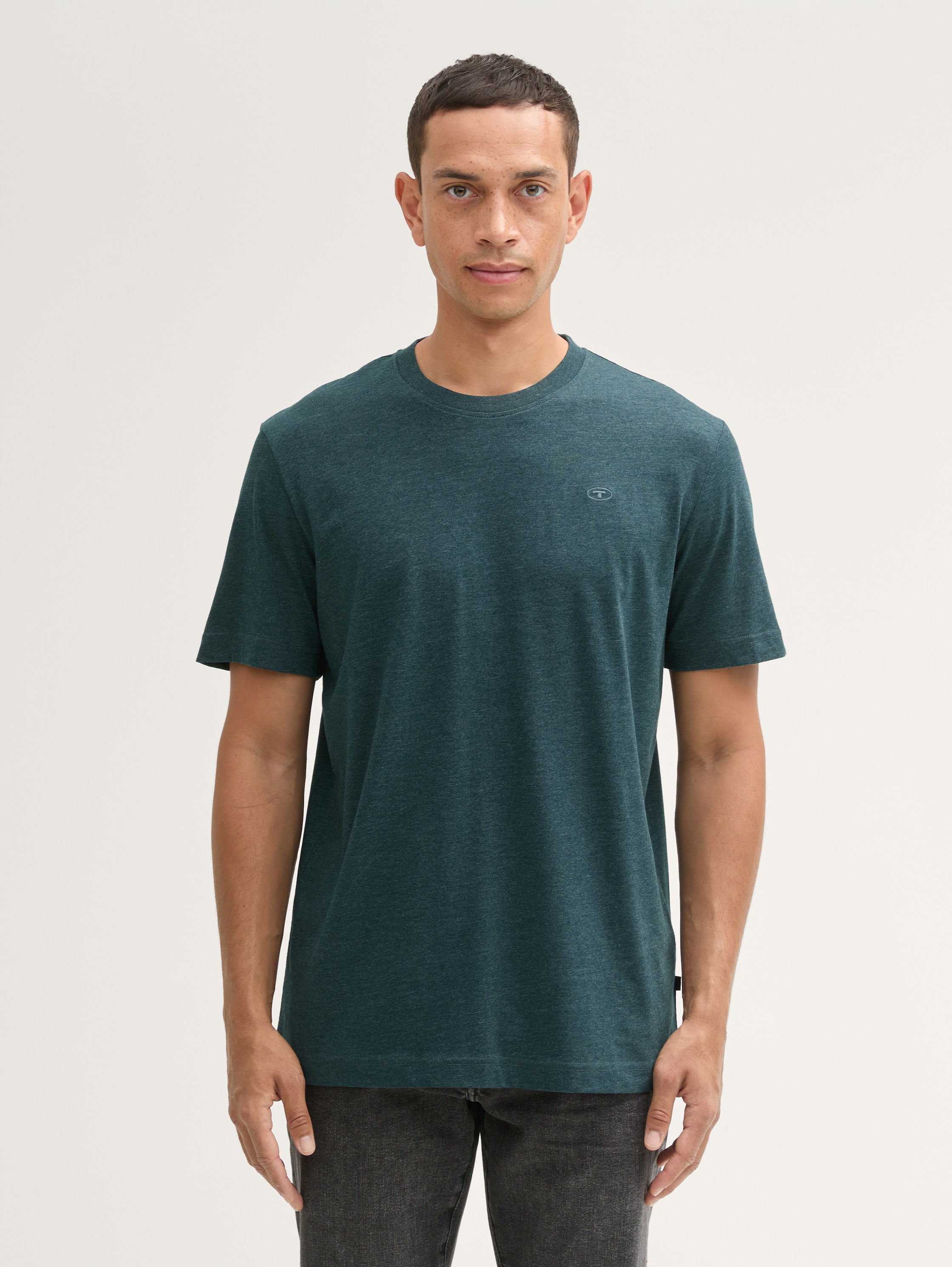 Basic T-Shirt - deep_green_lake_melange - 