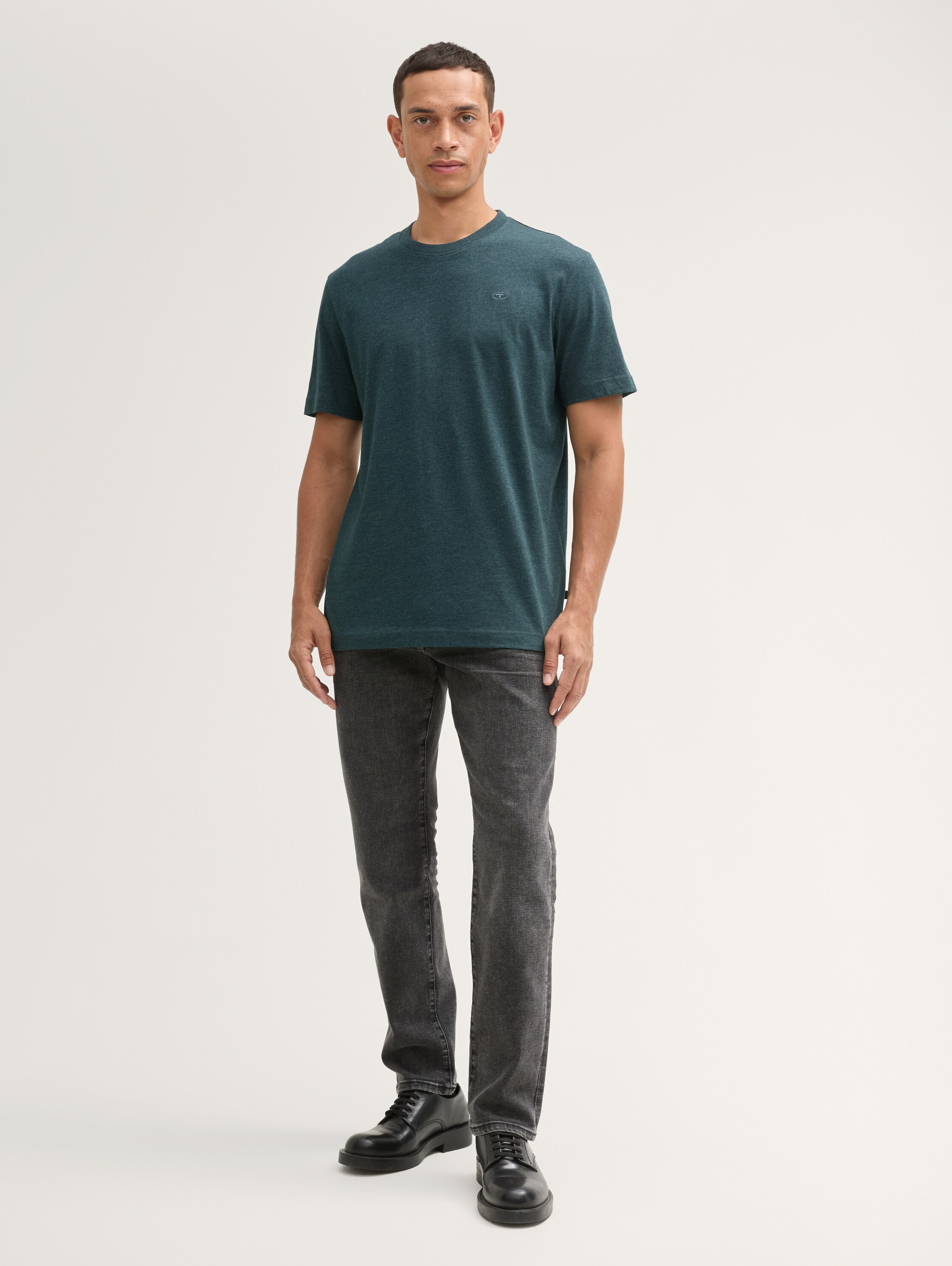 Basic T-Shirt - deep_green_lake_melange - 