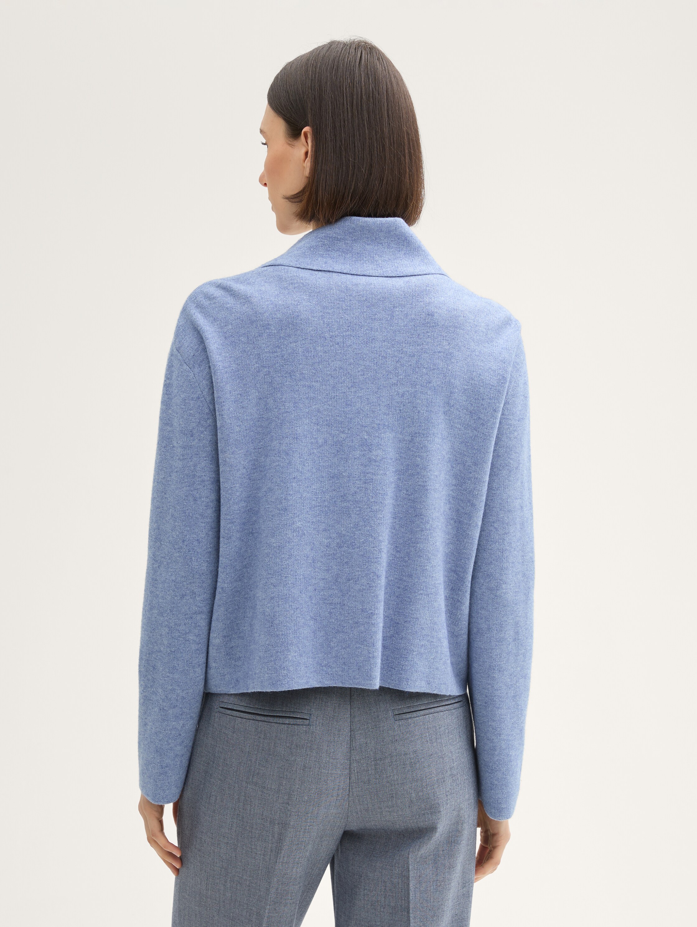 Strickjacke mit Reißverschluss - colony_blue_melange_1 - 