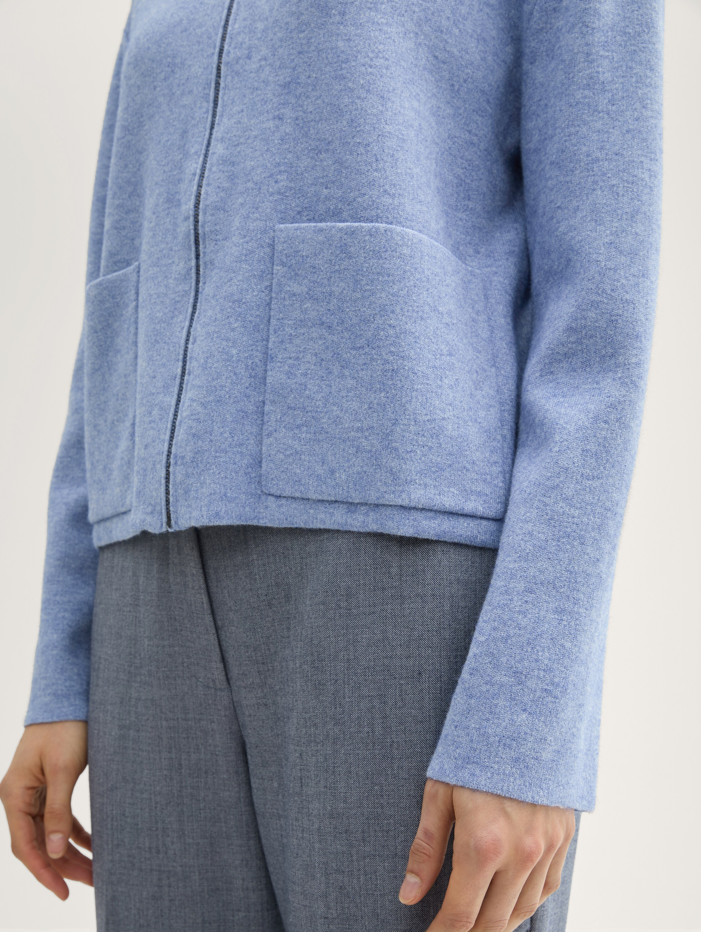 Strickjacke mit Reißverschluss - colony_blue_melange_1 - 