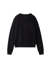 Ausgewählt, Strickpullover aus Federgarn von Tom Tailor, schwarz