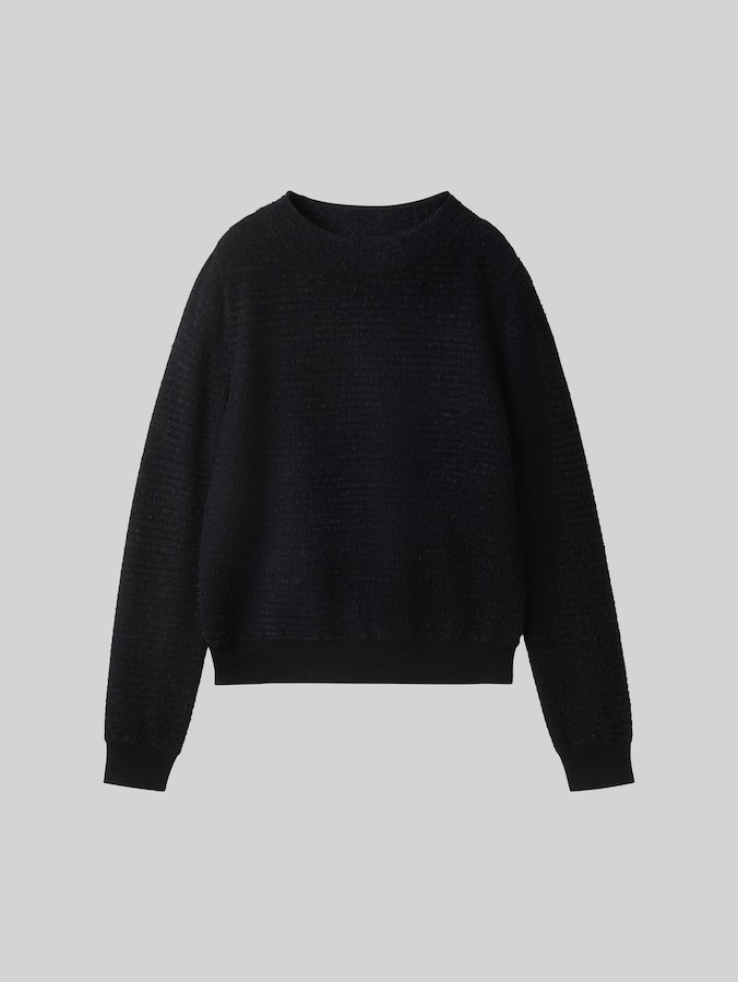 Knitted jumper in feather yarn by Women, deep black