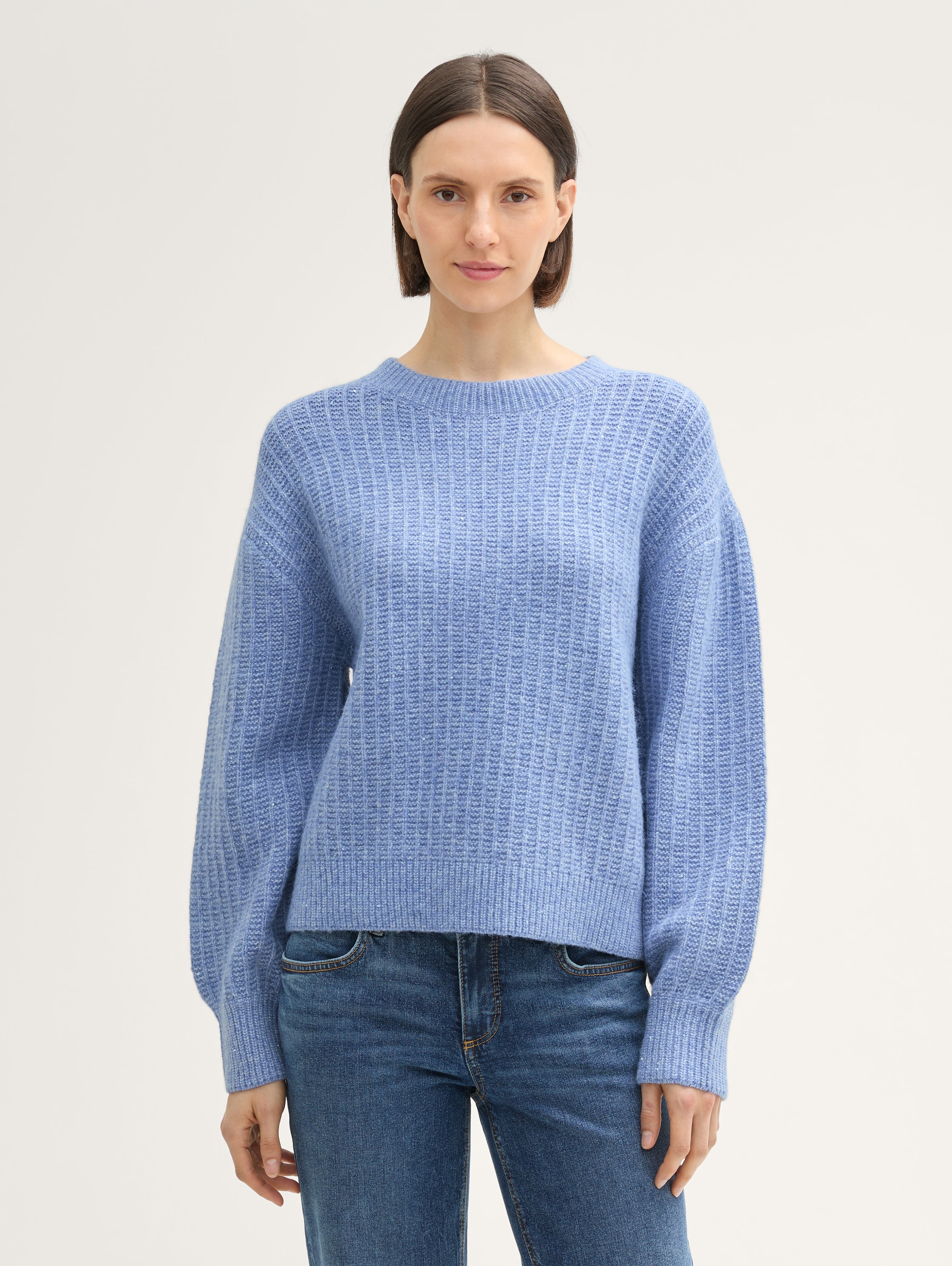 Strickpullover mit dezenten Pailletten - colony_blue_melange_1 - 