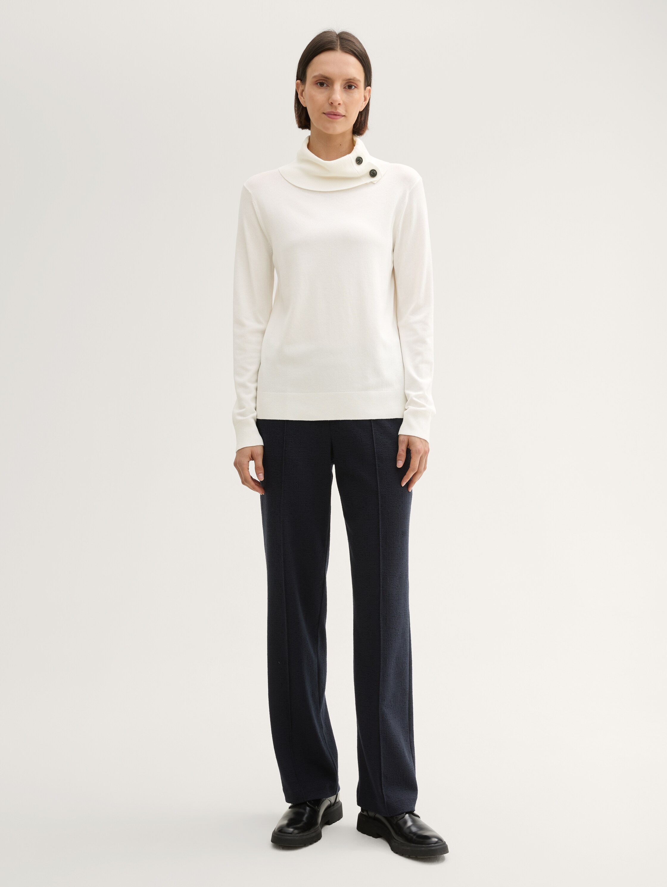 Strickpullover mit Rollkragen - whisper_white - 