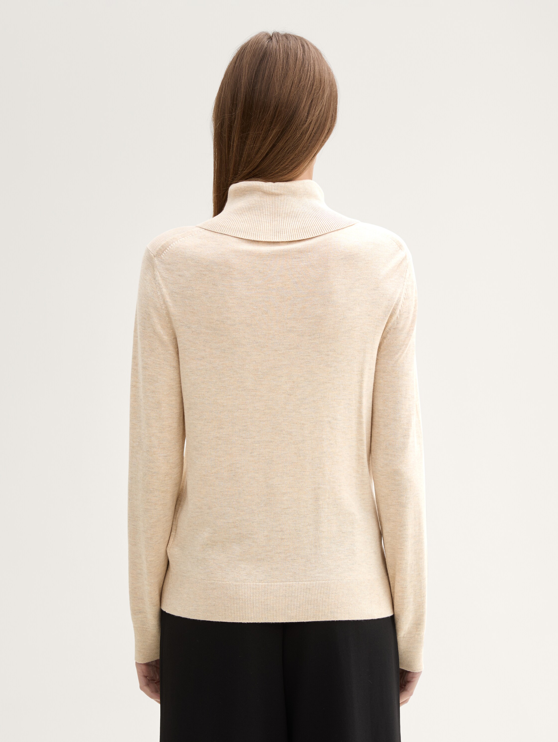 Strickpullover mit Rollkragen - cargo_beige_melange - 