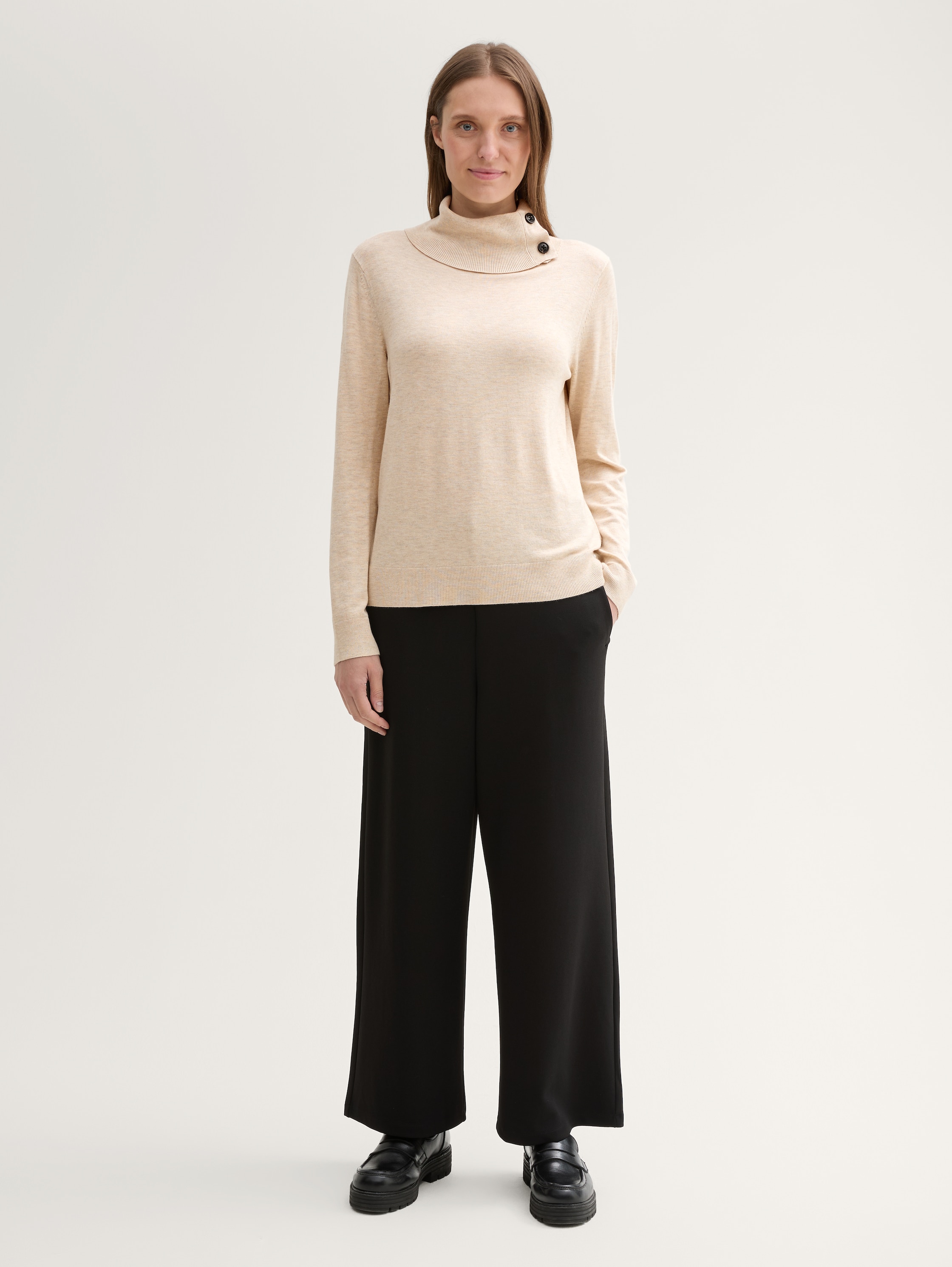 Strickpullover mit Rollkragen - cargo_beige_melange - 