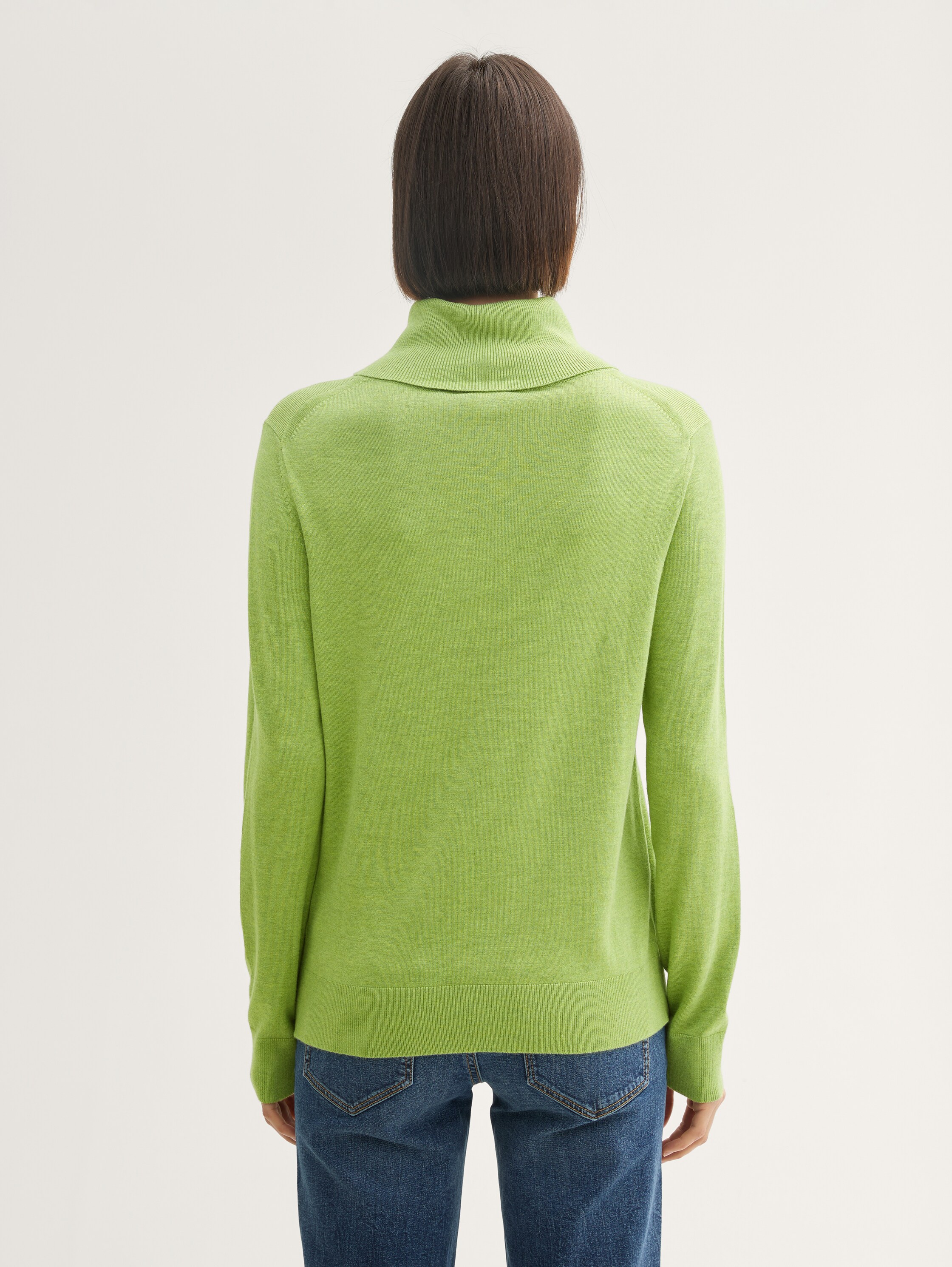 Strickpullover mit Rollkragen - pea_green_melange - 