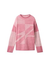 Ausgewählt, Loose Fit Ripp Strickpullover mit Muster von Tom Tailor, rosa